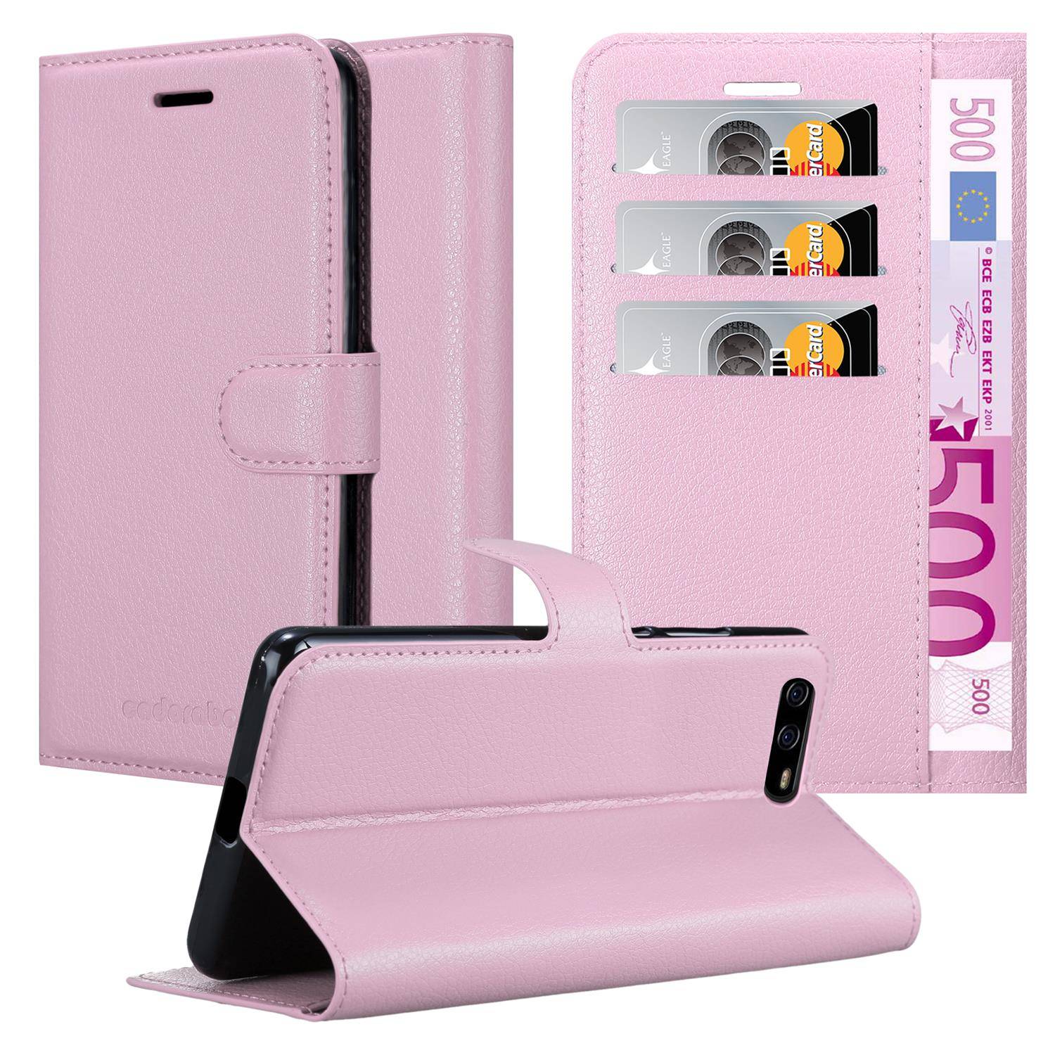Cadorabo Hülle für Huawei P10 Schutz Hülle in Rosa Handyhülle Etui Case Cover Magnetverschluss