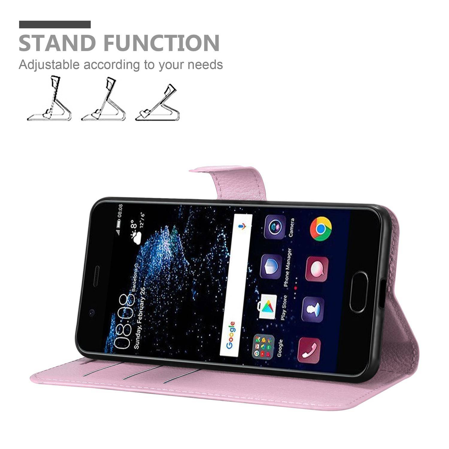 Cadorabo Hülle für Huawei P10 Schutz Hülle in Rosa Handyhülle Etui Case Cover Magnetverschluss