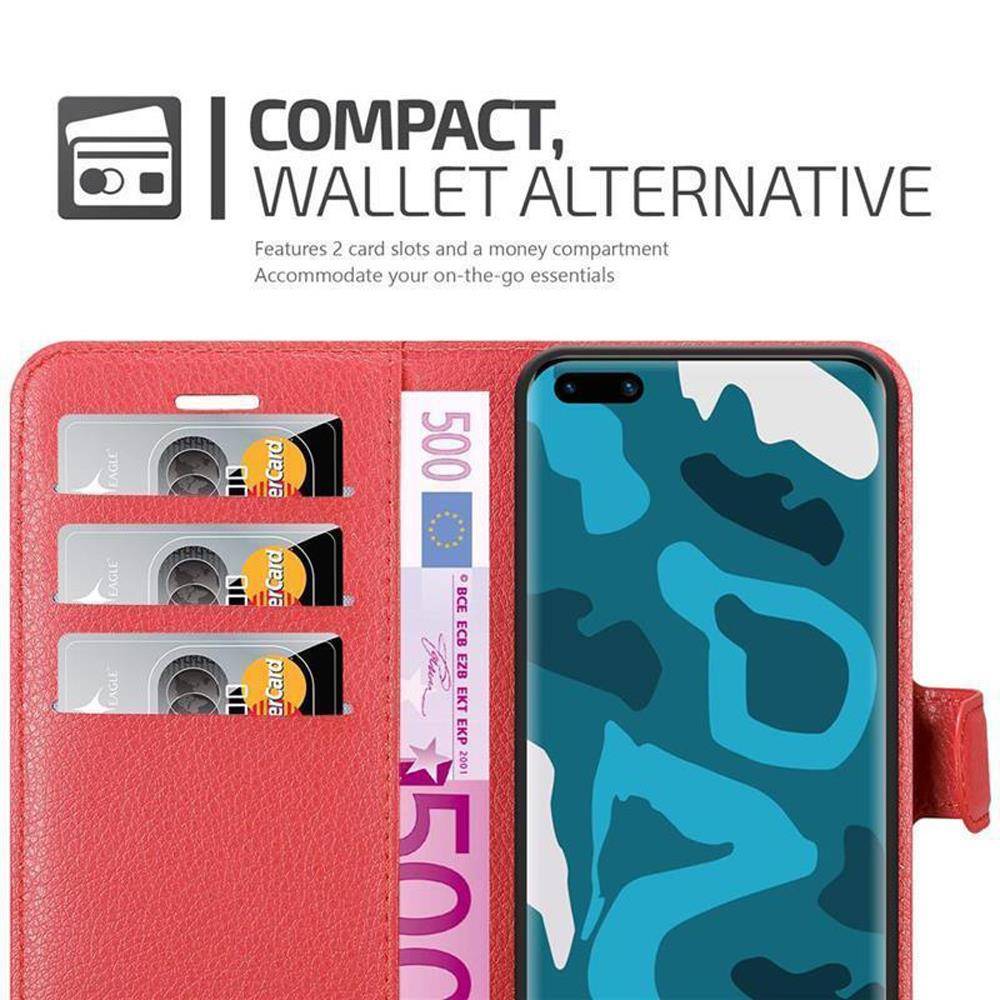 Cadorabo Hülle für Huawei P40 Schutz Hülle in Rot Handyhülle Etui Case Cover Magnetverschluss