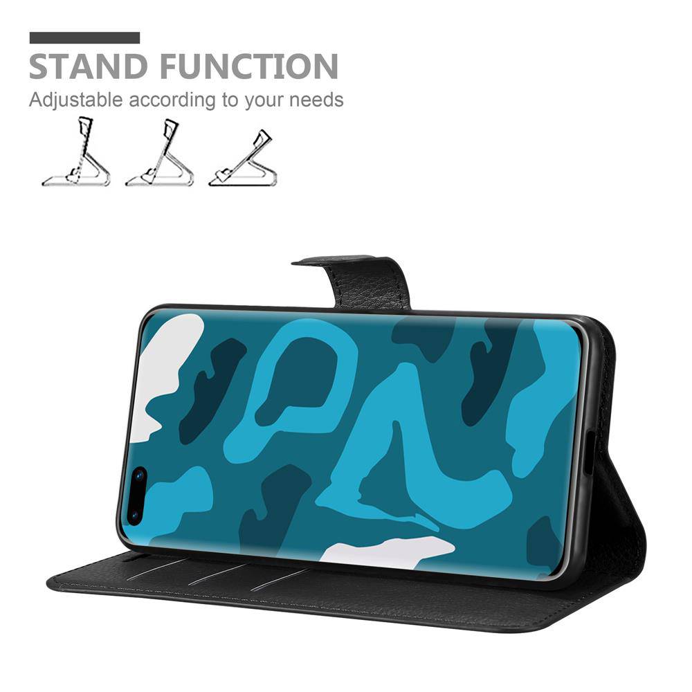 Cadorabo Hülle für Huawei P40 Schutz Hülle in Schwarz Handyhülle Etui Case Cover Magnetverschluss