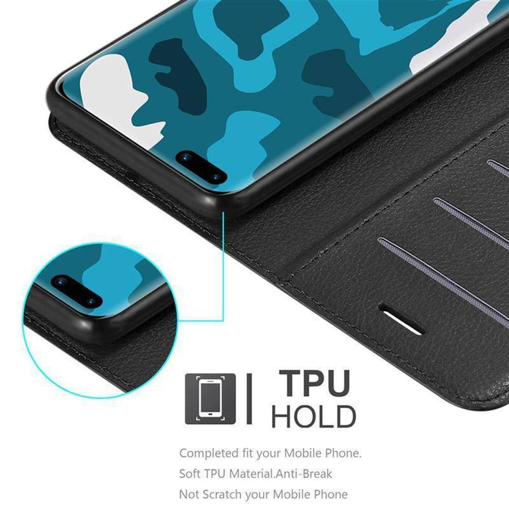 Cadorabo Hülle für Huawei P40 Schutz Hülle in Schwarz Handyhülle Etui Case Cover Magnetverschluss