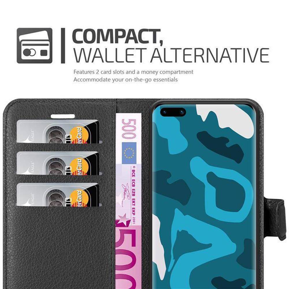Cadorabo Hülle für Huawei P40 PRO / P40 PRO+ Schutz Hülle in Schwarz Handyhülle Etui Case Cover Magnetverschluss