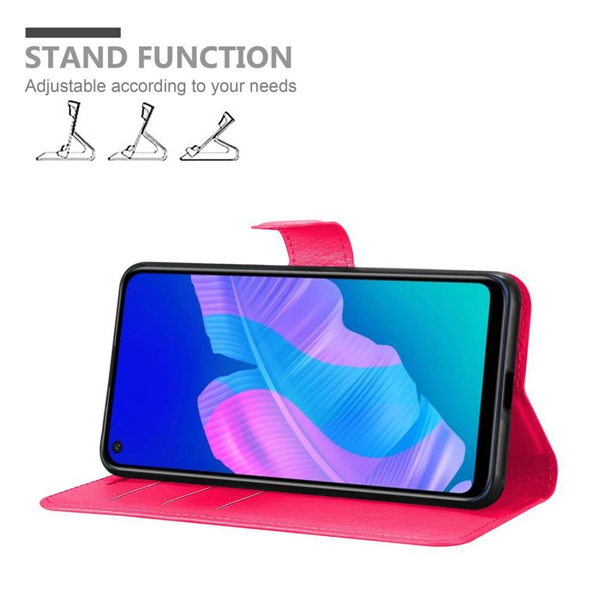 Cadorabo Hülle für Huawei P40 LITE E Schutz Hülle in Pink Handyhülle Etui Case Cover Magnetverschluss