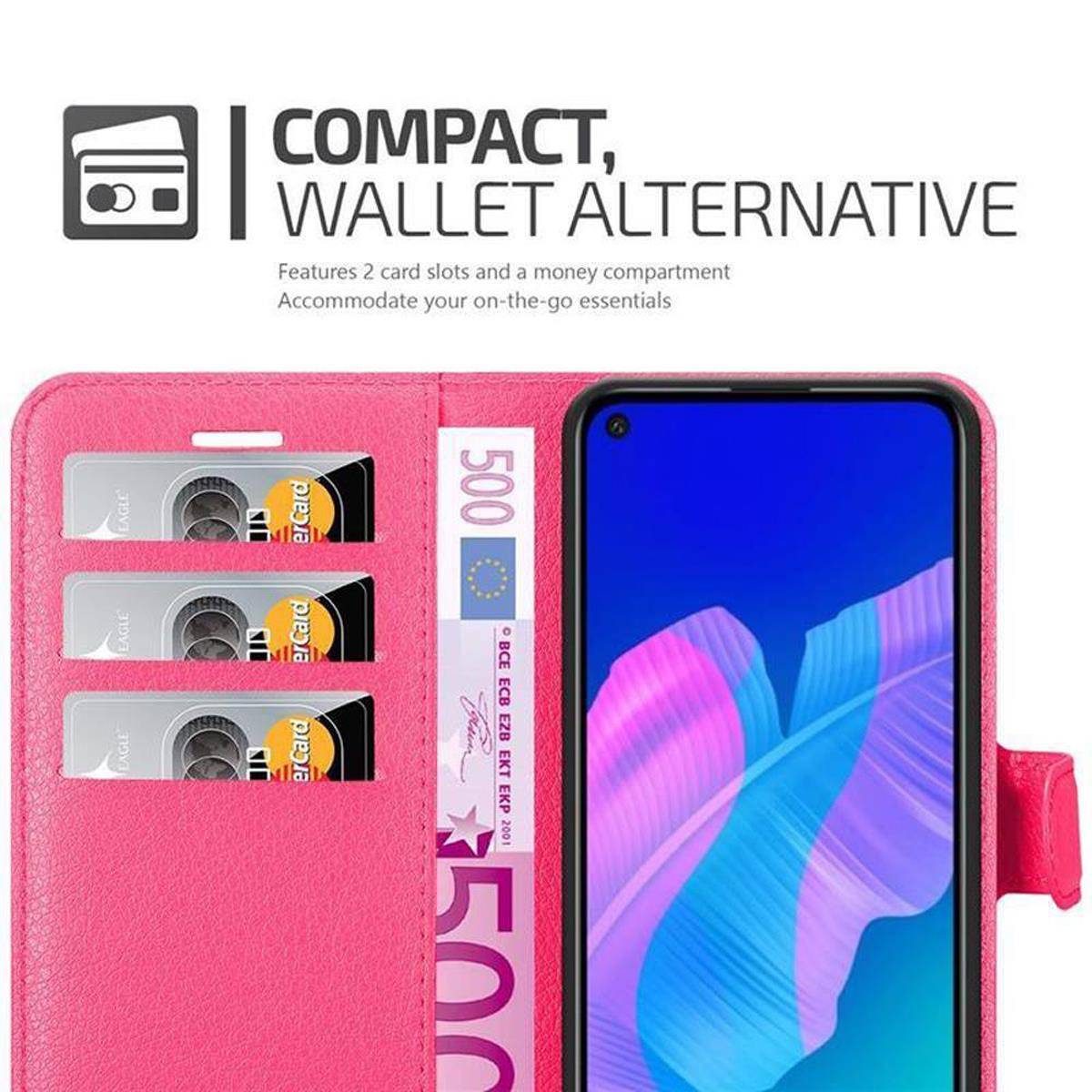 Cadorabo Hülle für Huawei P40 LITE E Schutz Hülle in Pink Handyhülle Etui Case Cover Magnetverschluss