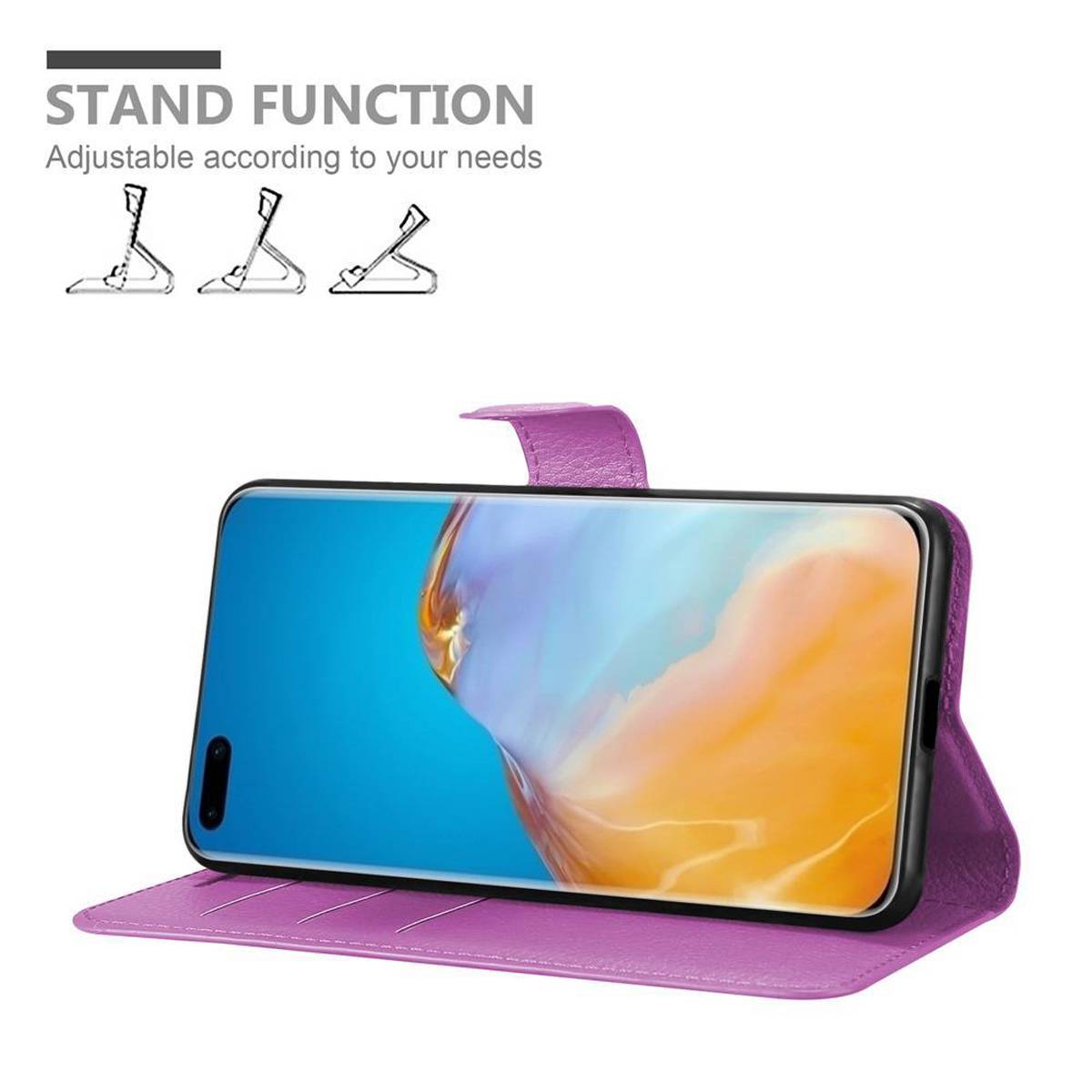 Cadorabo Hülle für Huawei P40 PRO / P40 PRO+ Schutz Hülle in Lila Handyhülle Etui Case Cover Magnetverschluss