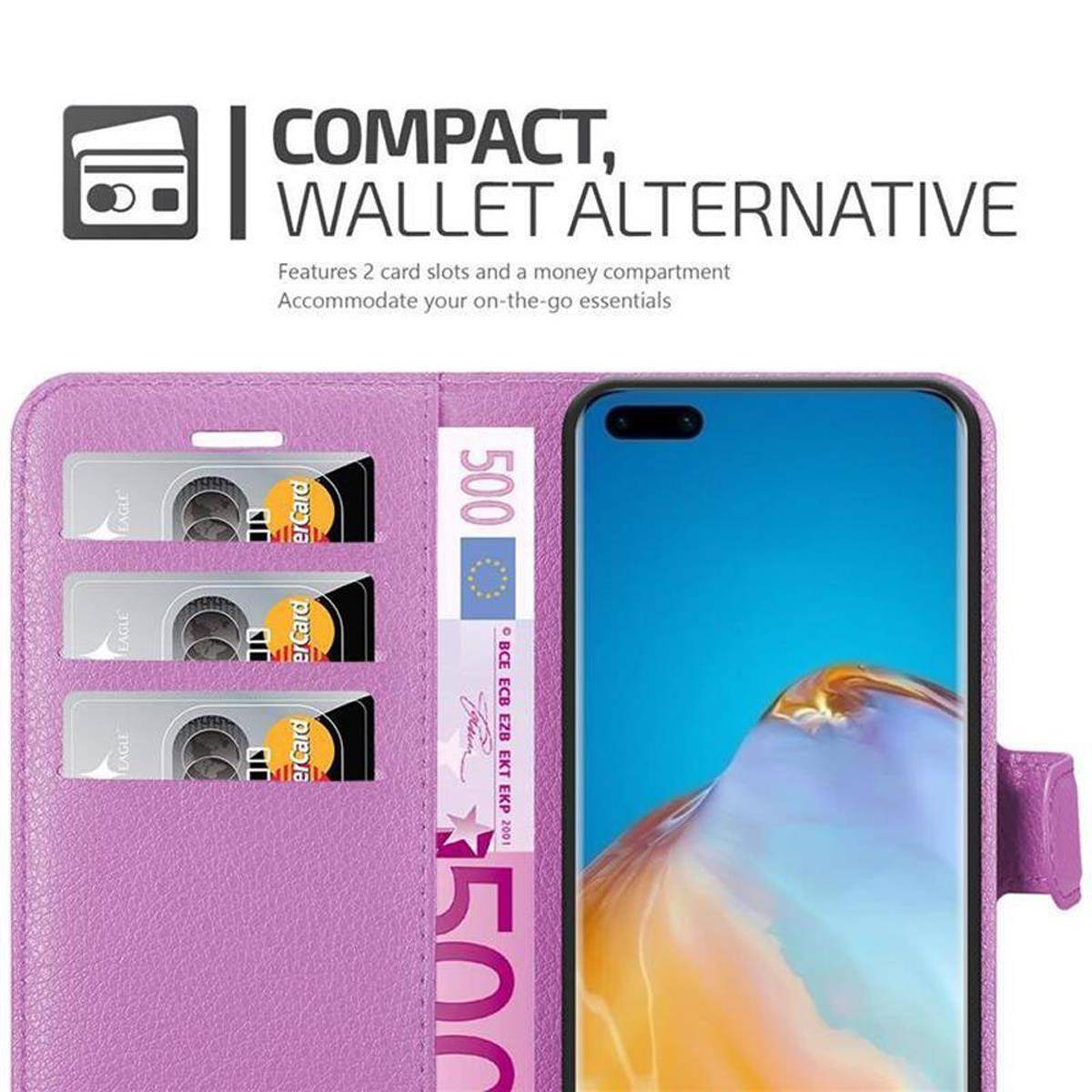 Cadorabo Hülle für Huawei P40 PRO / P40 PRO+ Schutz Hülle in Lila Handyhülle Etui Case Cover Magnetverschluss