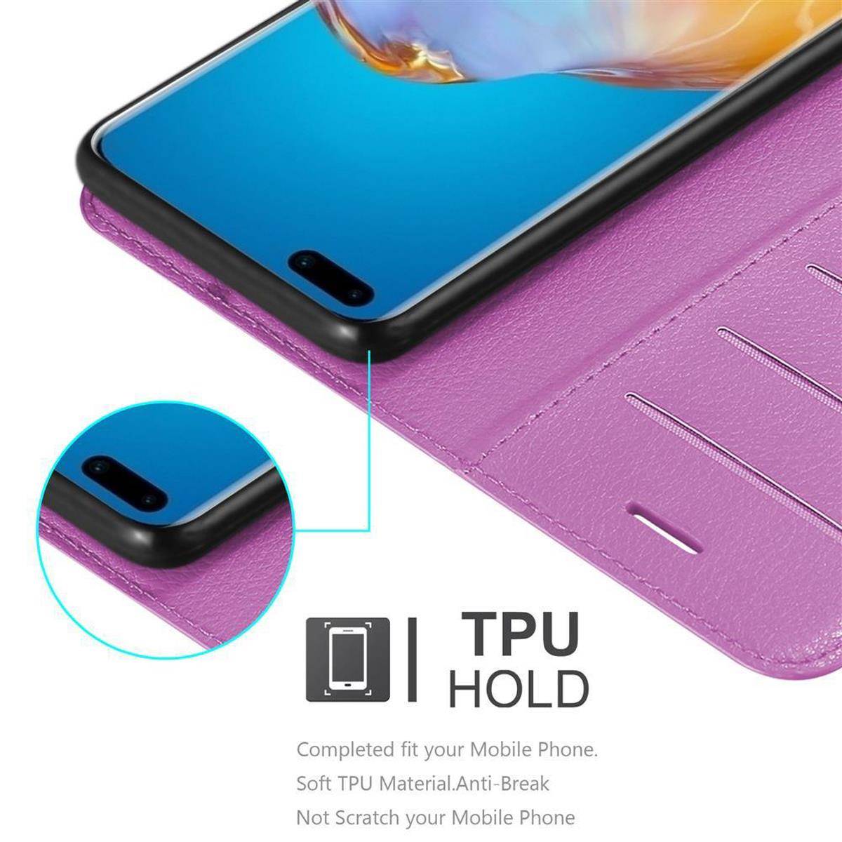 Cadorabo Hülle für Huawei P40 PRO / P40 PRO+ Schutz Hülle in Lila Handyhülle Etui Case Cover Magnetverschluss