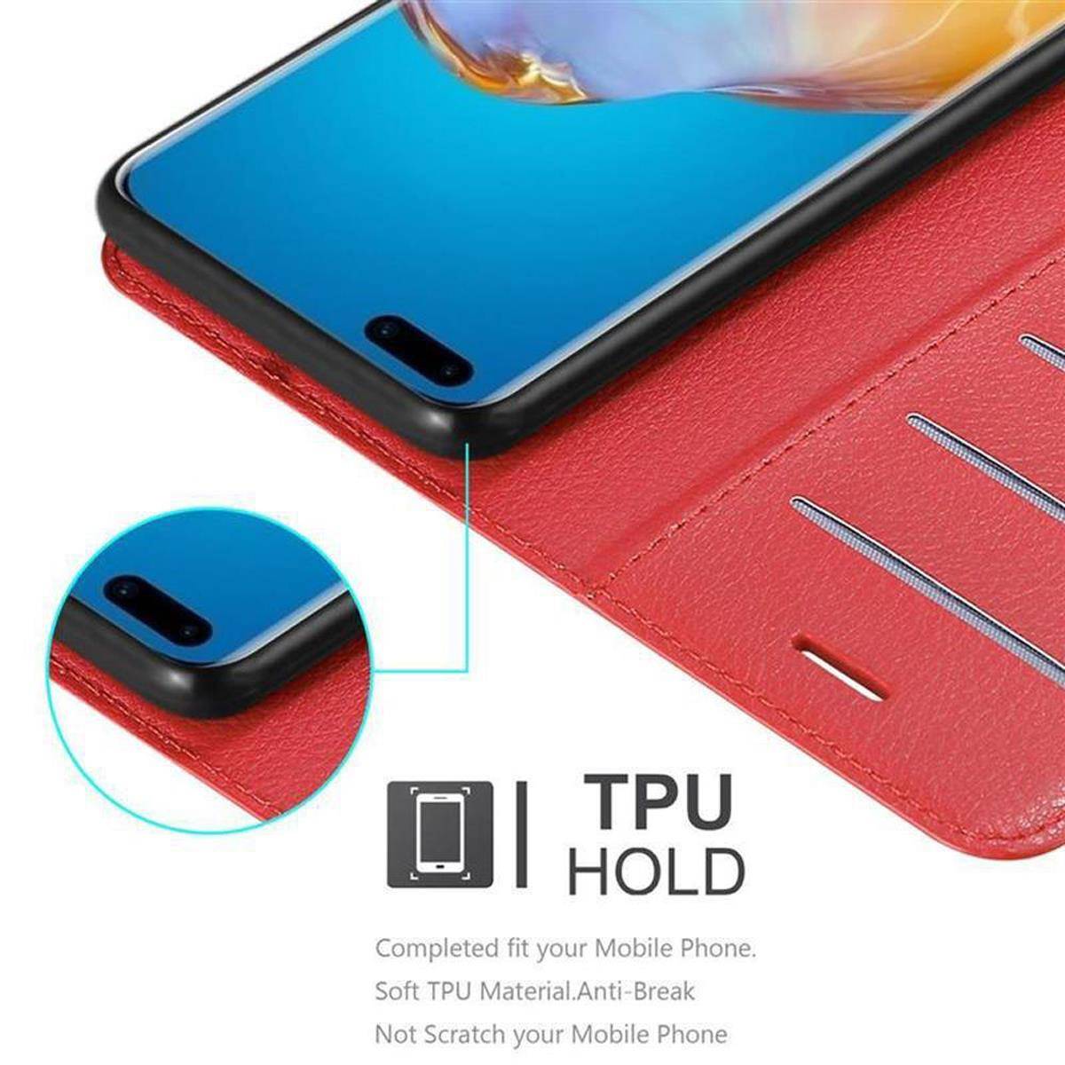 Cadorabo Hülle für Huawei P40 PRO / P40 PRO+ Schutz Hülle in Rot Handyhülle Etui Case Cover Magnetverschluss