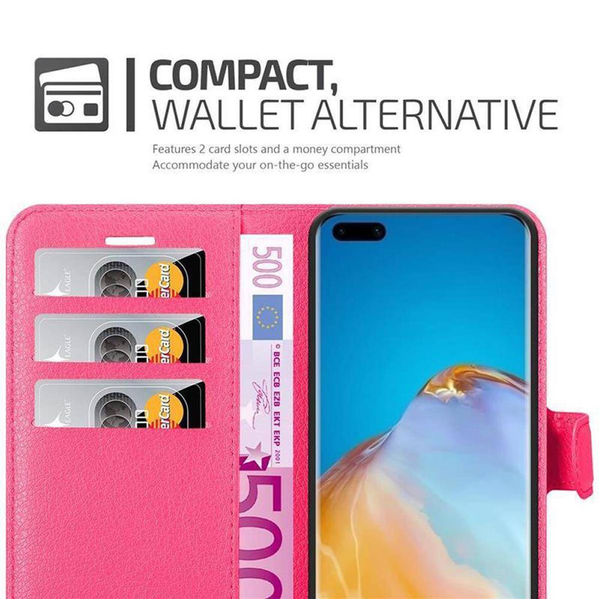 Cadorabo Hülle für Huawei P40 PRO / P40 PRO+ Schutz Hülle in Pink Handyhülle Etui Case Cover Magnetverschluss