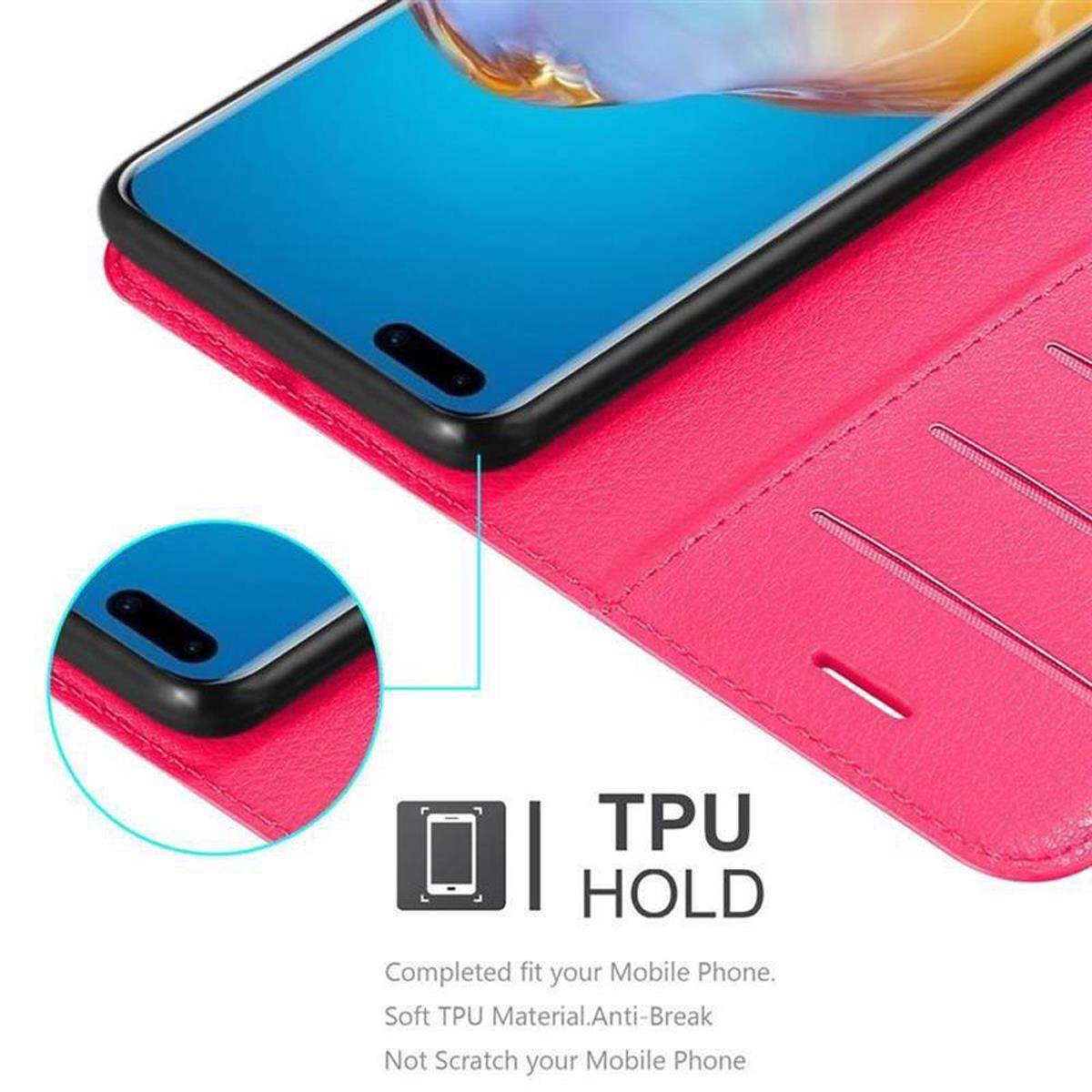 Cadorabo Hülle für Huawei P40 PRO / P40 PRO+ Schutz Hülle in Pink Handyhülle Etui Case Cover Magnetverschluss