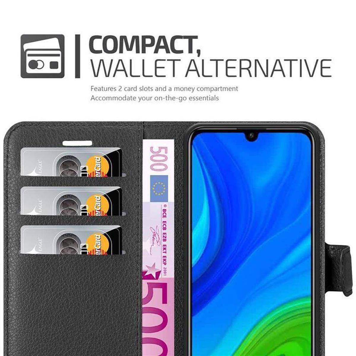 Cadorabo Hülle für Huawei P SMART 2020 Schutz Hülle in Schwarz Handyhülle Etui Case Cover Magnetverschluss