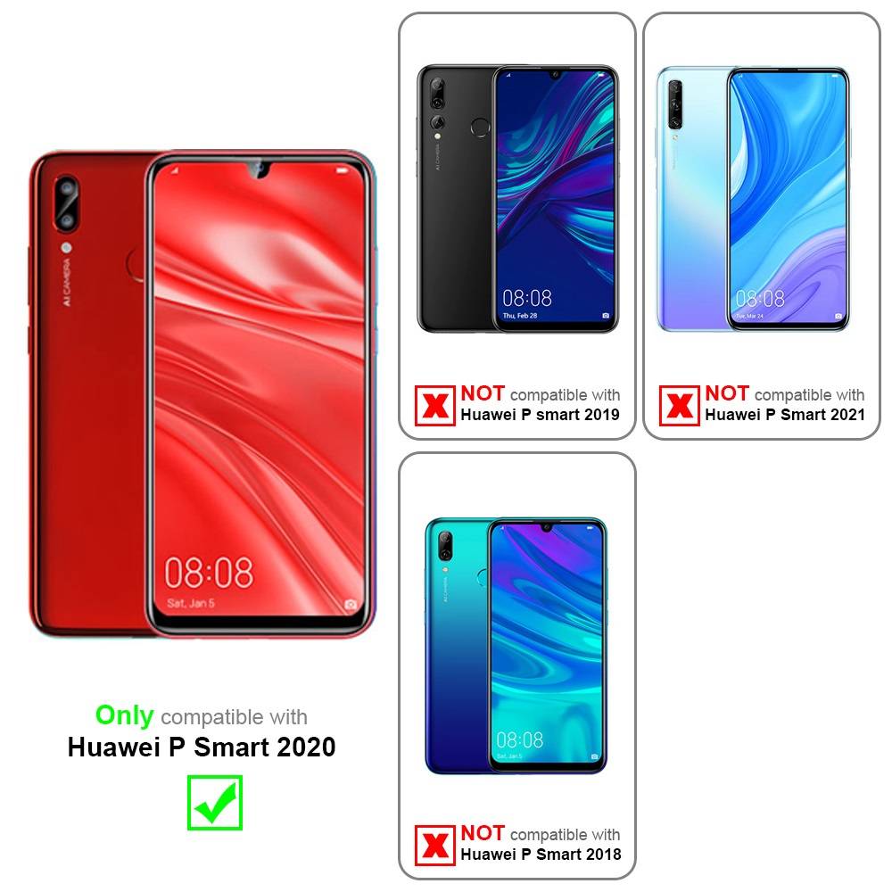 Cadorabo Hülle für Huawei P SMART 2020 Schutz Hülle in Schwarz Handyhülle Etui Case Cover Magnetverschluss