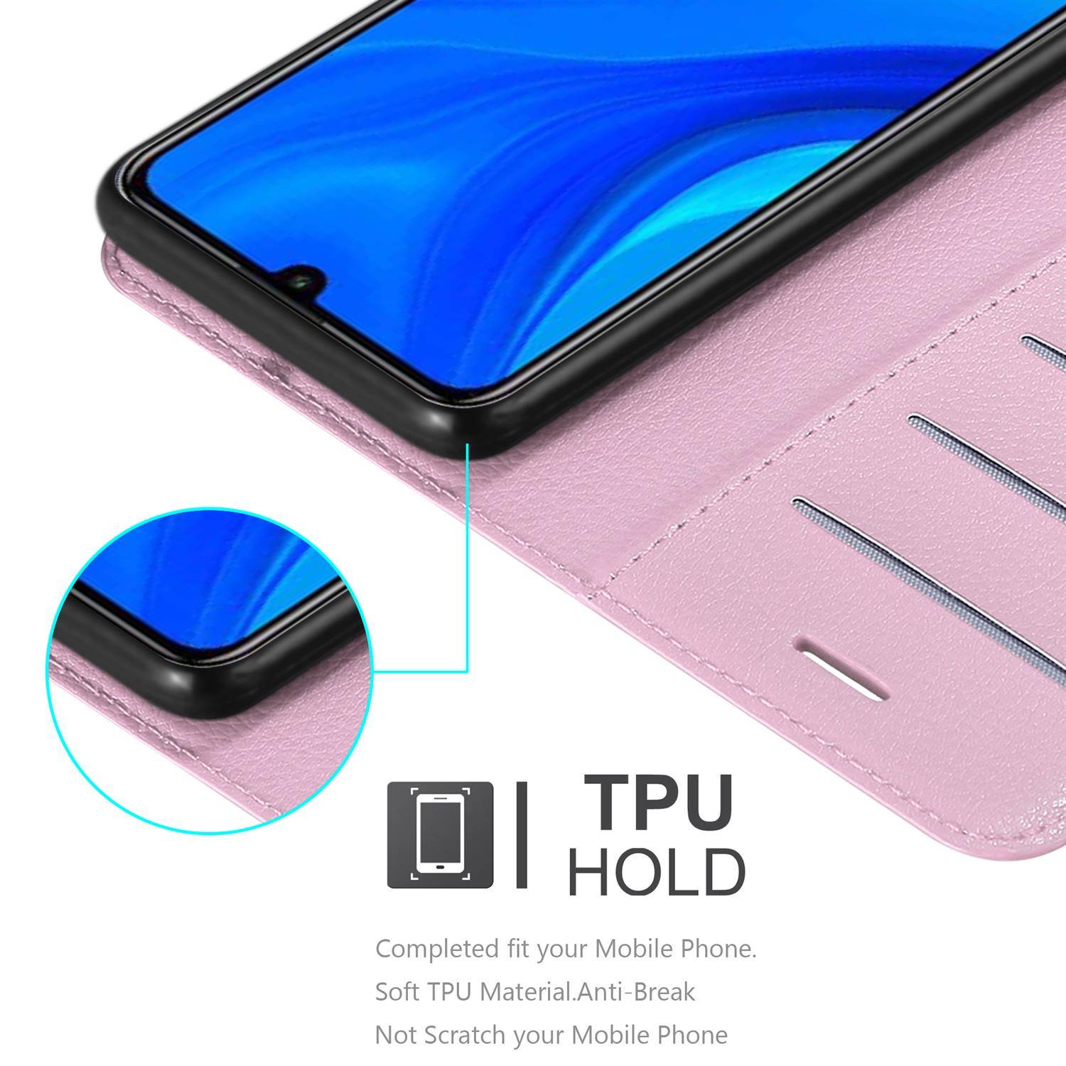 Cadorabo Hülle für Huawei P SMART 2020 Schutz Hülle in Rosa Handyhülle Etui Case Cover Magnetverschluss