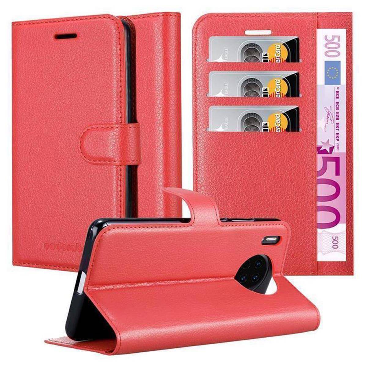 Cadorabo Hülle für Huawei MATE 30 Schutz Hülle in Rot Handyhülle Etui Case Cover Magnetverschluss
