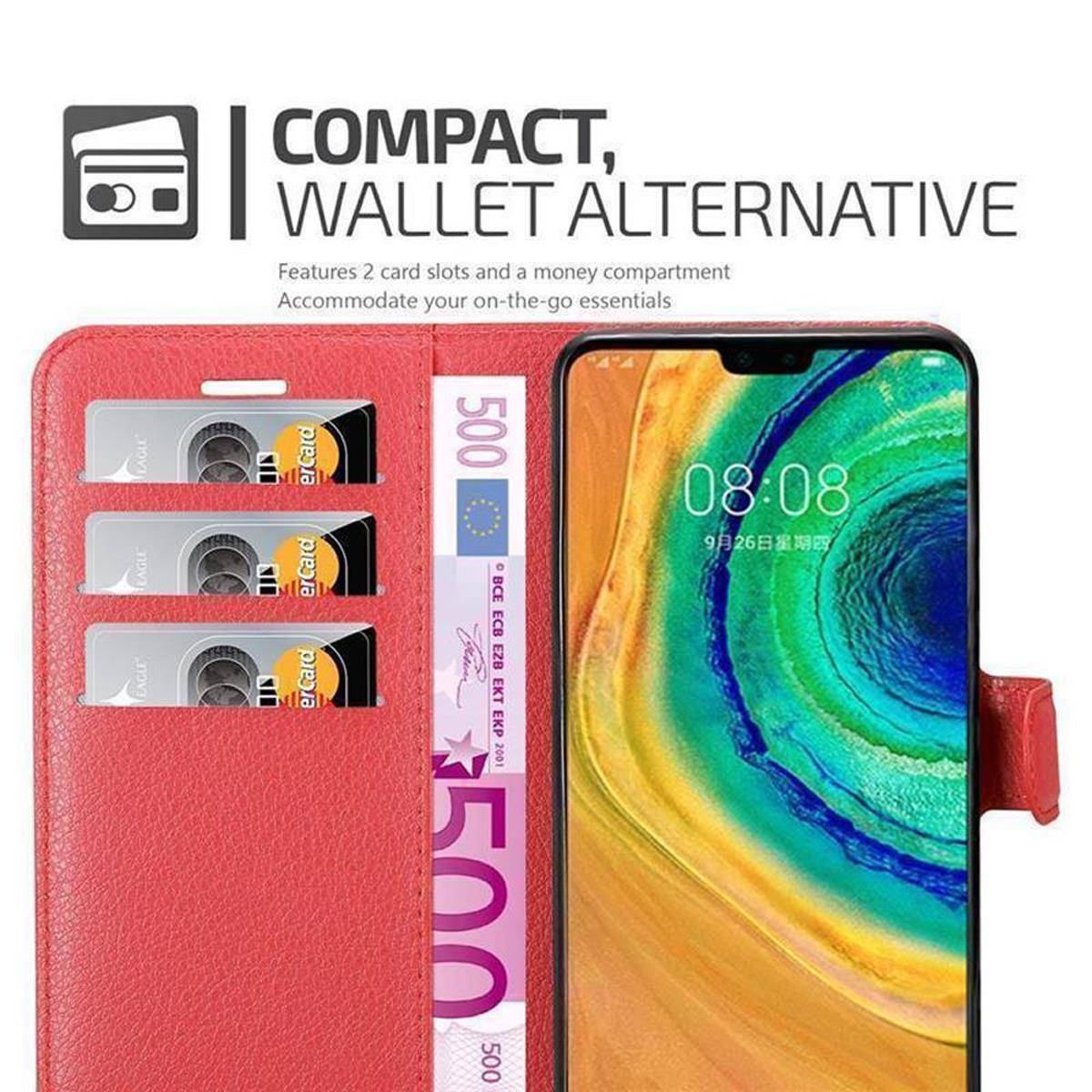 Cadorabo Hülle für Huawei MATE 30 Schutz Hülle in Rot Handyhülle Etui Case Cover Magnetverschluss