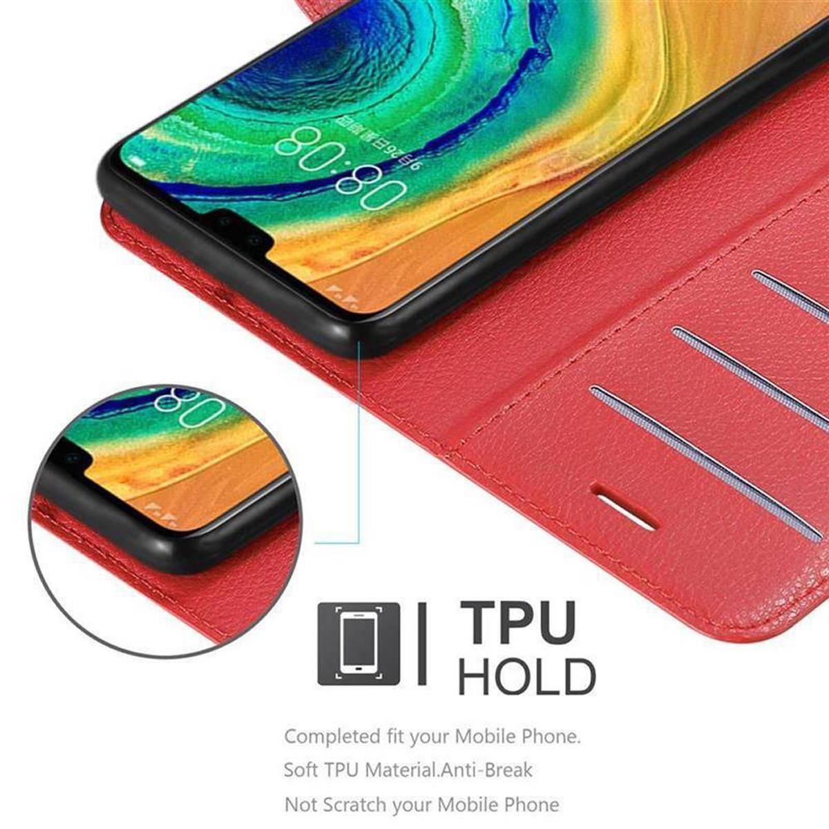 Cadorabo Hülle für Huawei MATE 30 Schutz Hülle in Rot Handyhülle Etui Case Cover Magnetverschluss