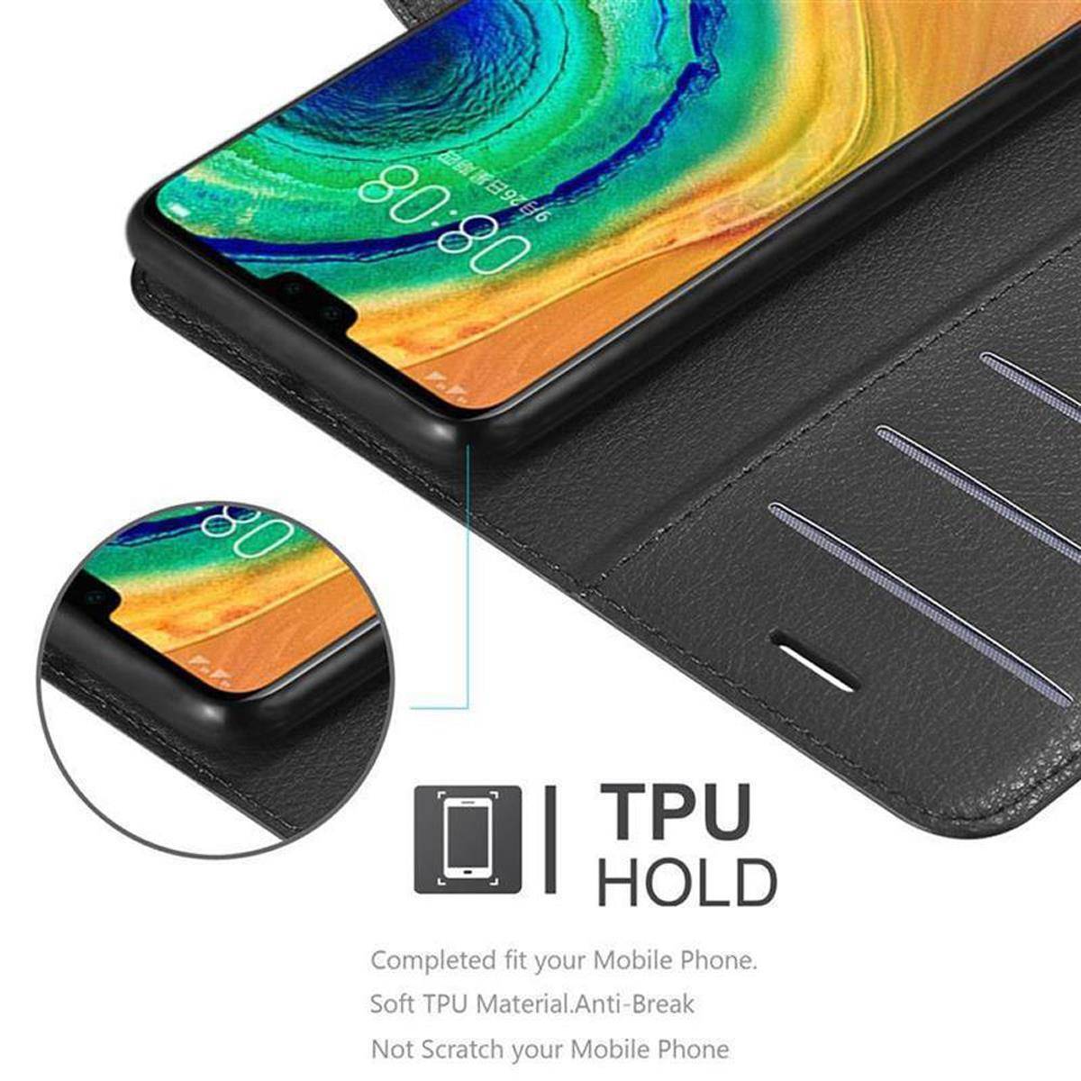 Cadorabo Hülle für Huawei MATE 30 Schutz Hülle in Schwarz Handyhülle Etui Case Cover Magnetverschluss