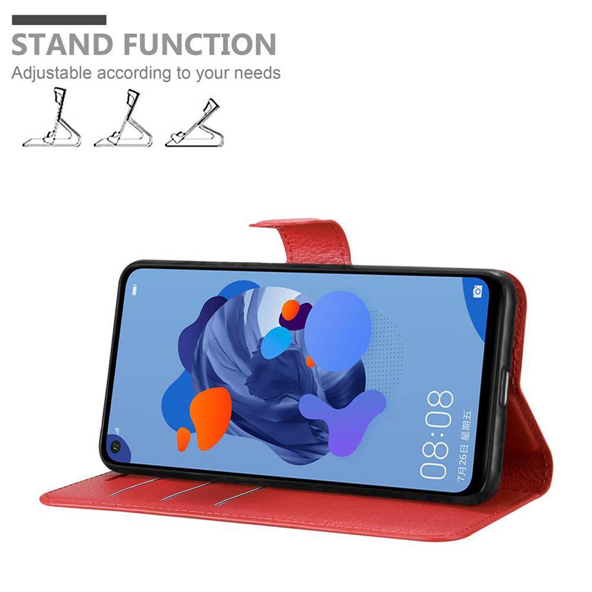 Cadorabo Hülle für Huawei MATE 30 LITE Schutz Hülle in Rot Handyhülle Etui Case Cover Magnetverschluss