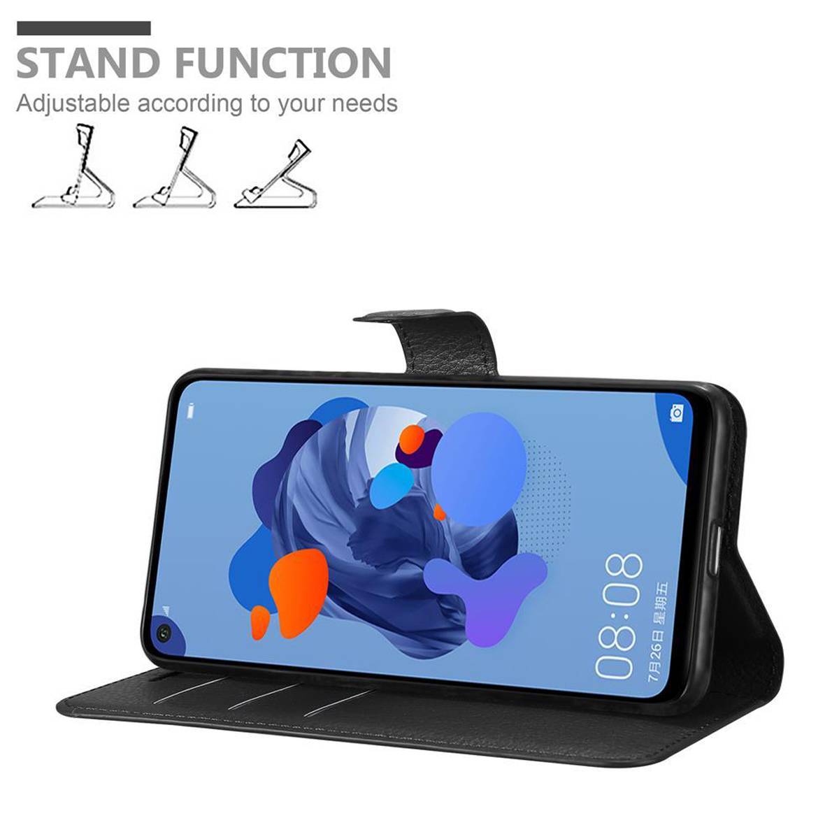 Cadorabo Hülle für Huawei MATE 30 LITE Schutz Hülle in Schwarz Handyhülle Etui Case Cover Magnetverschluss