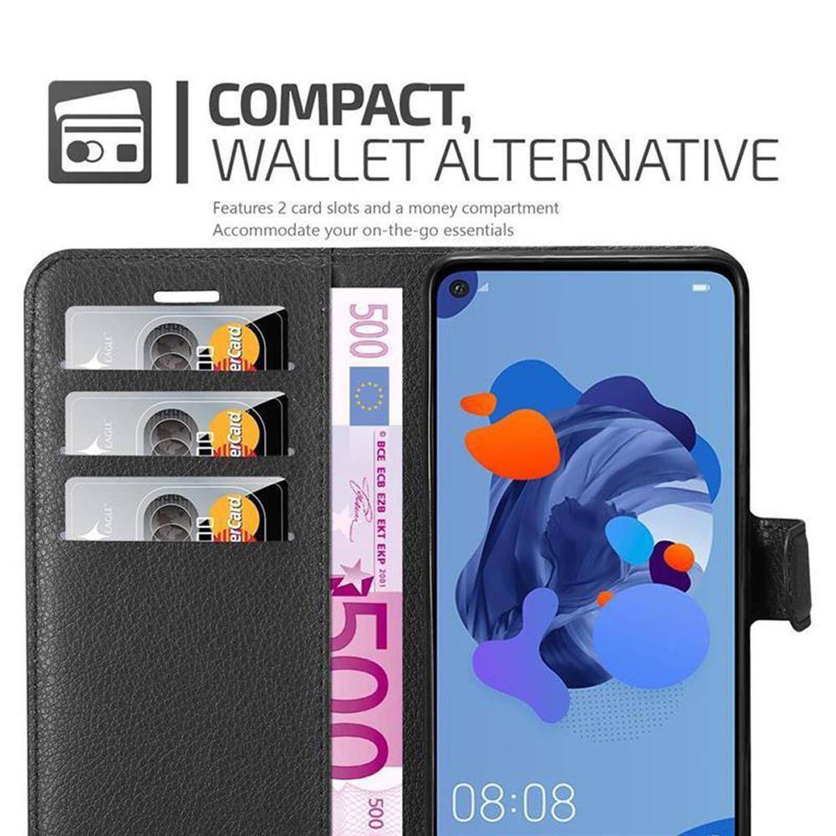 Cadorabo Hülle für Huawei MATE 30 LITE Schutz Hülle in Schwarz Handyhülle Etui Case Cover Magnetverschluss