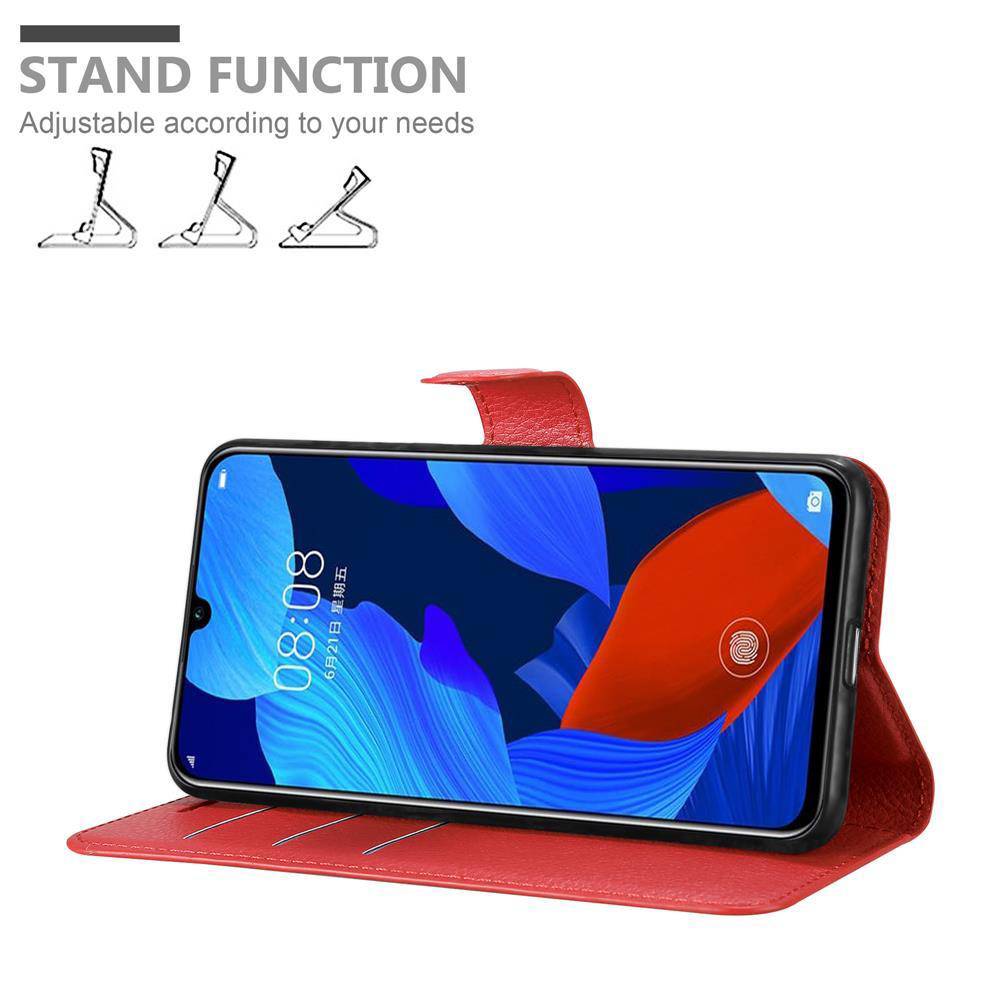 Cadorabo Hülle für Huawei NOVA 5 / 5 PRO Schutz Hülle in Rot Handyhülle Etui Case Cover Magnetverschluss