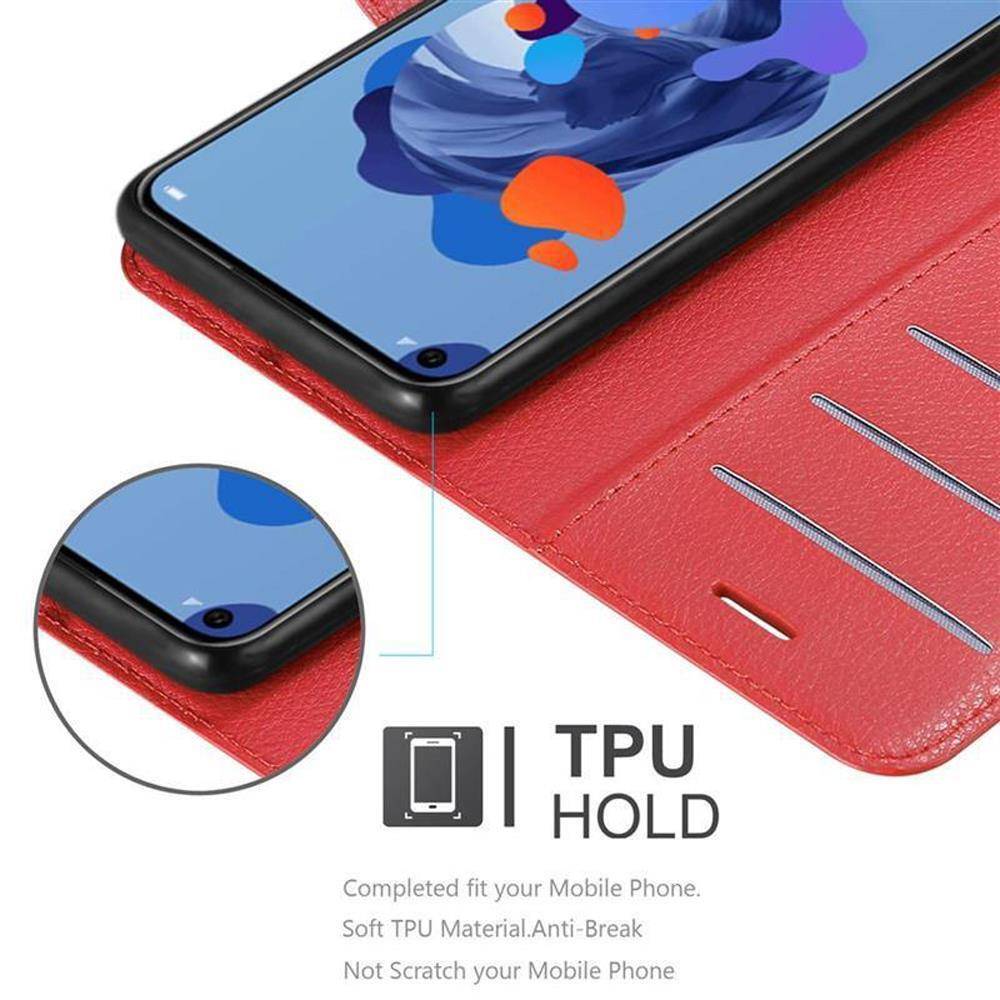 Cadorabo Hülle für Huawei NOVA 5i / P20 LITE 2019 Schutz Hülle in Rot Handyhülle Etui Case Cover Magnetverschluss