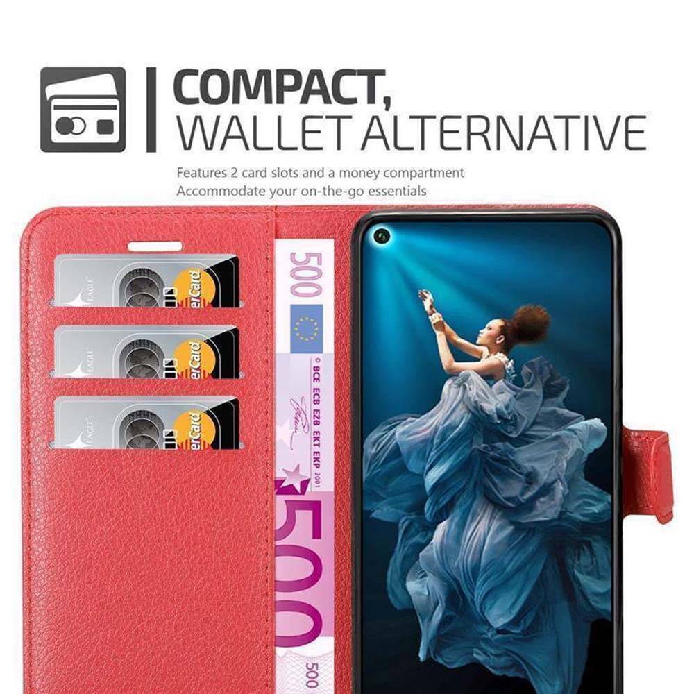 Cadorabo Hülle für Honor 20 / 20S / Huawei NOVA 5T Schutz Hülle in Rot Handyhülle Etui Case Cover Magnetverschluss