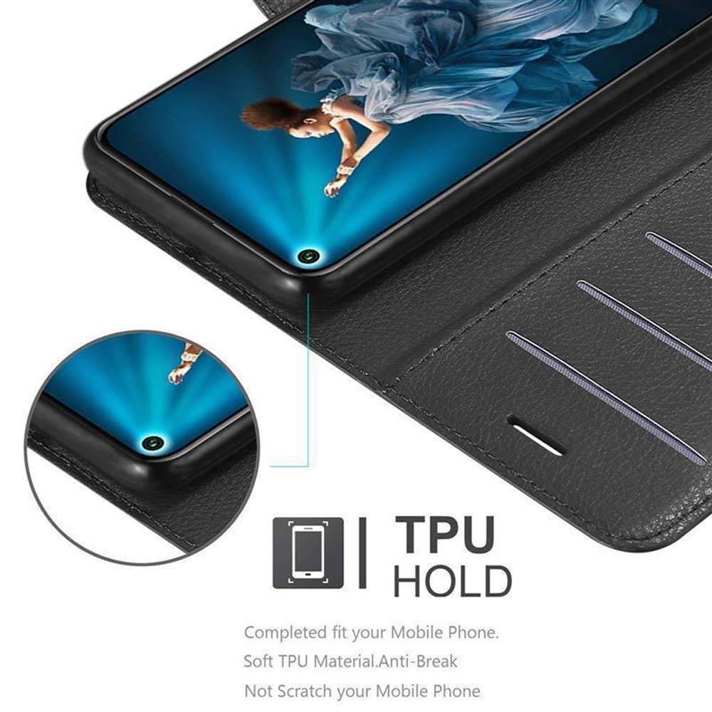 Cadorabo Hülle für Honor 20 / 20S / Huawei NOVA 5T Schutz Hülle in Schwarz Handyhülle Etui Case Cover Magnetverschluss