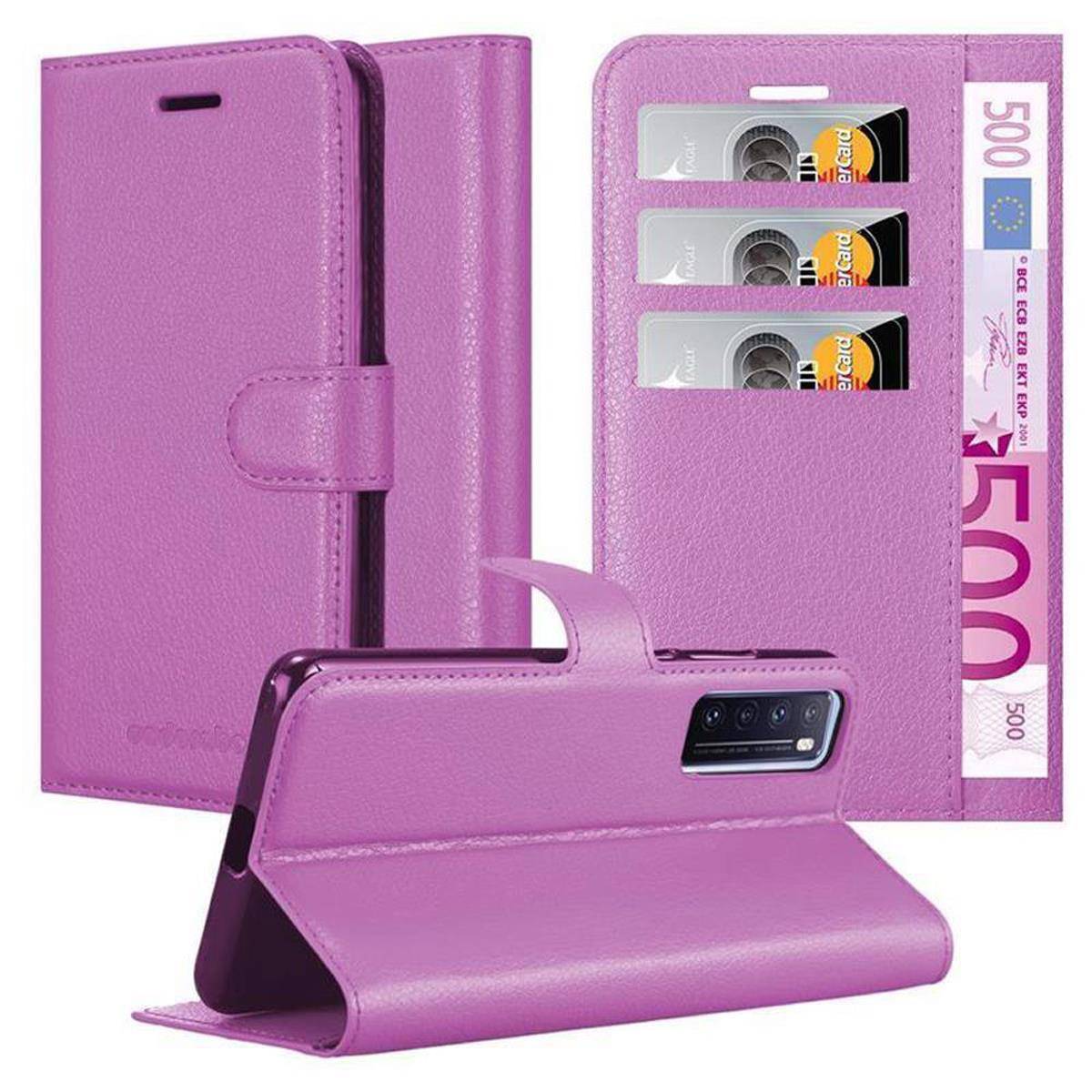 Cadorabo Hülle für Huawei NOVA 7 5G Schutz Hülle in Lila Handyhülle Etui Case Cover Magnetverschluss