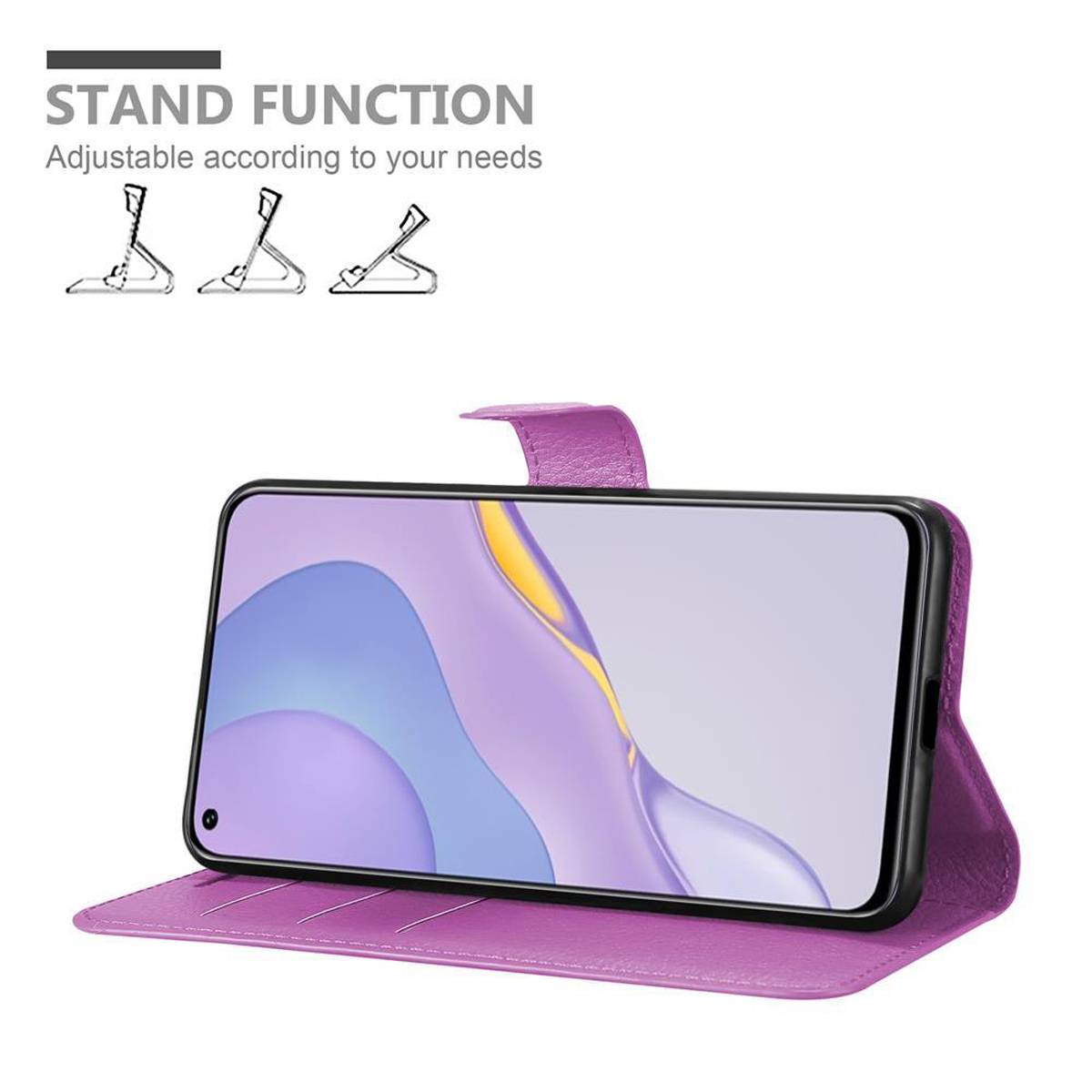 Cadorabo Hülle für Huawei NOVA 7 5G Schutz Hülle in Lila Handyhülle Etui Case Cover Magnetverschluss