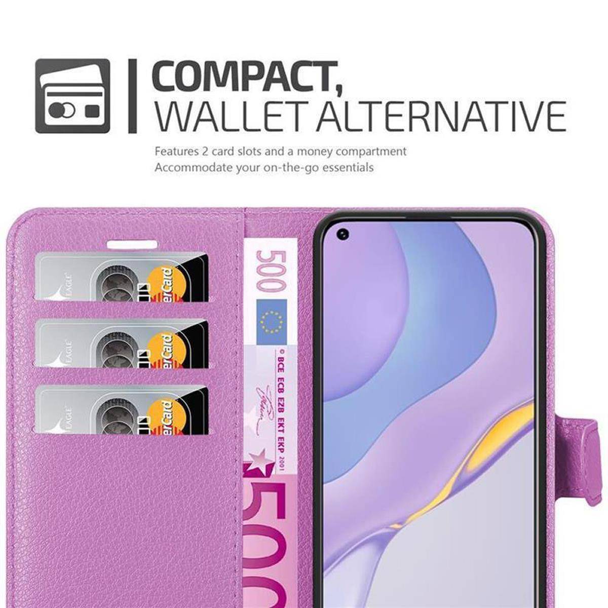 Cadorabo Hülle für Huawei NOVA 7 5G Schutz Hülle in Lila Handyhülle Etui Case Cover Magnetverschluss