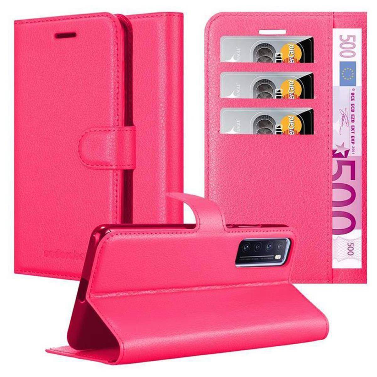 Cadorabo Hülle für Huawei NOVA 7 5G Schutz Hülle in Pink Handyhülle Etui Case Cover Magnetverschluss