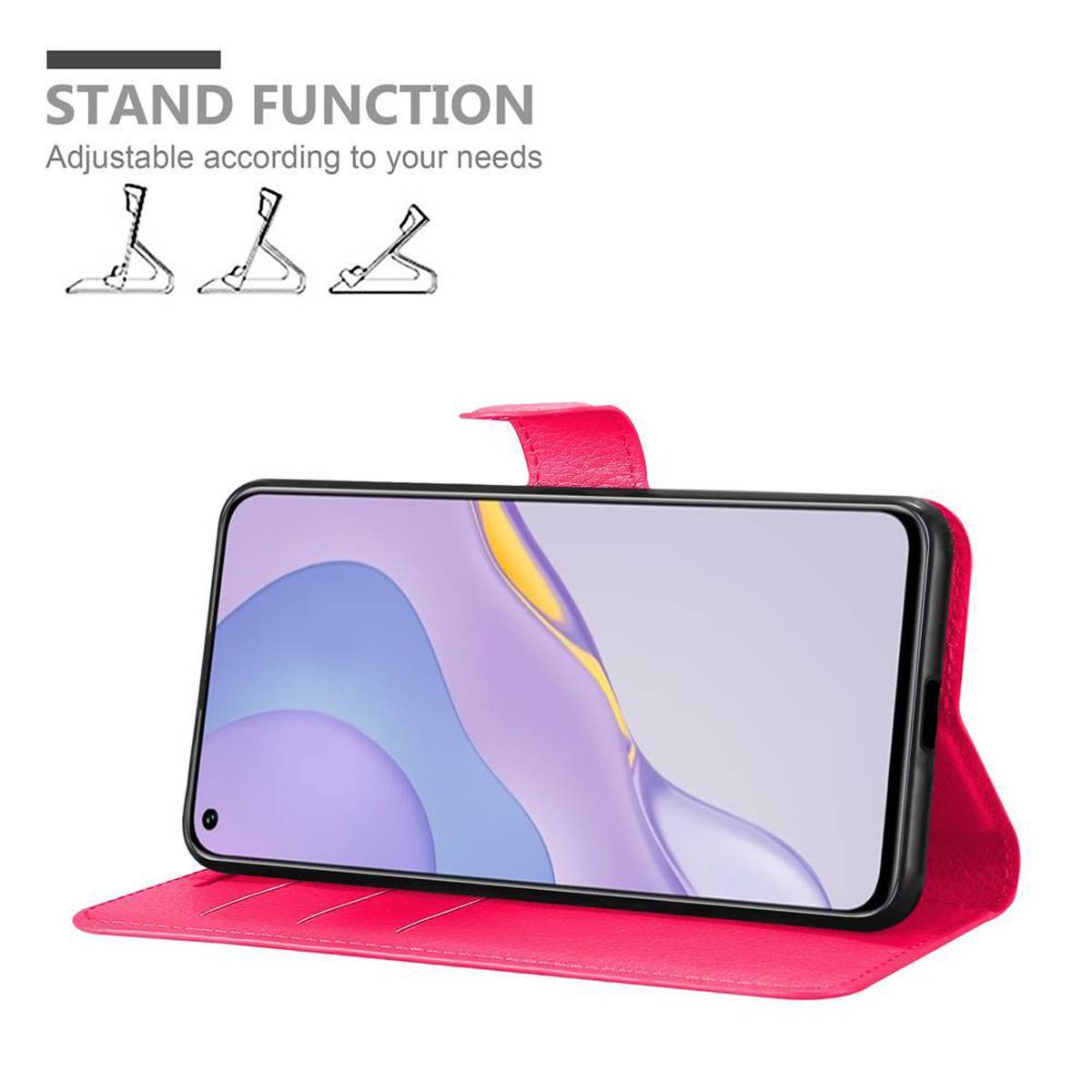Cadorabo Hülle für Huawei NOVA 7 5G Schutz Hülle in Pink Handyhülle Etui Case Cover Magnetverschluss