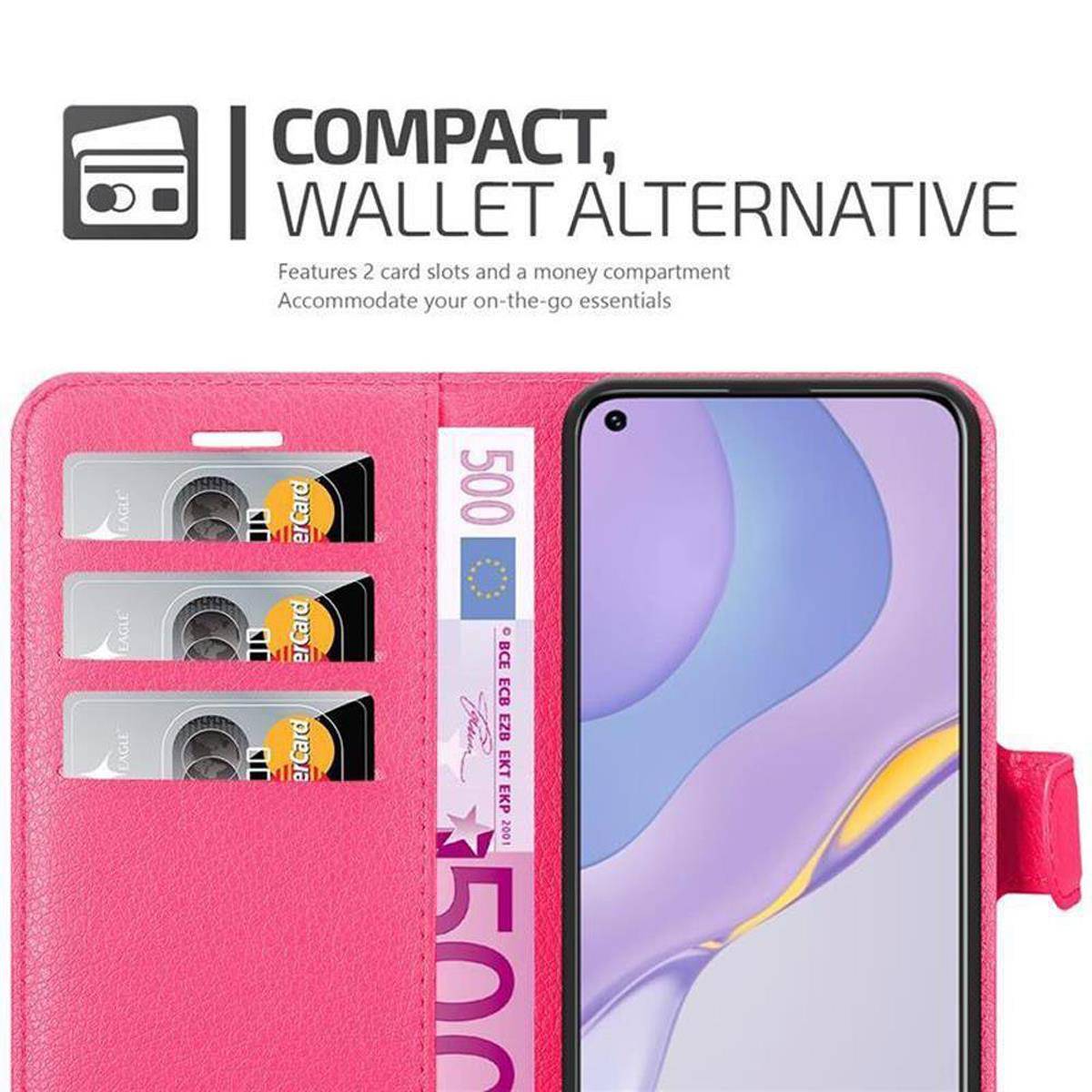 Cadorabo Hülle für Huawei NOVA 7 5G Schutz Hülle in Pink Handyhülle Etui Case Cover Magnetverschluss
