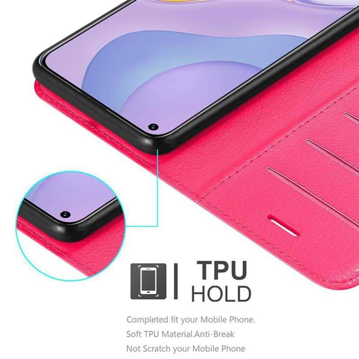 Cadorabo Hülle für Huawei NOVA 7 5G Schutz Hülle in Pink Handyhülle Etui Case Cover Magnetverschluss
