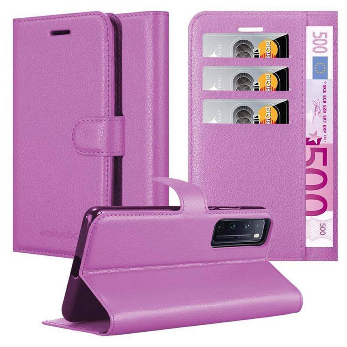 Cadorabo Hülle für Huawei NOVA 7 PRO 5G Schutz Hülle in Lila Handyhülle Etui Case Cover Magnetverschluss