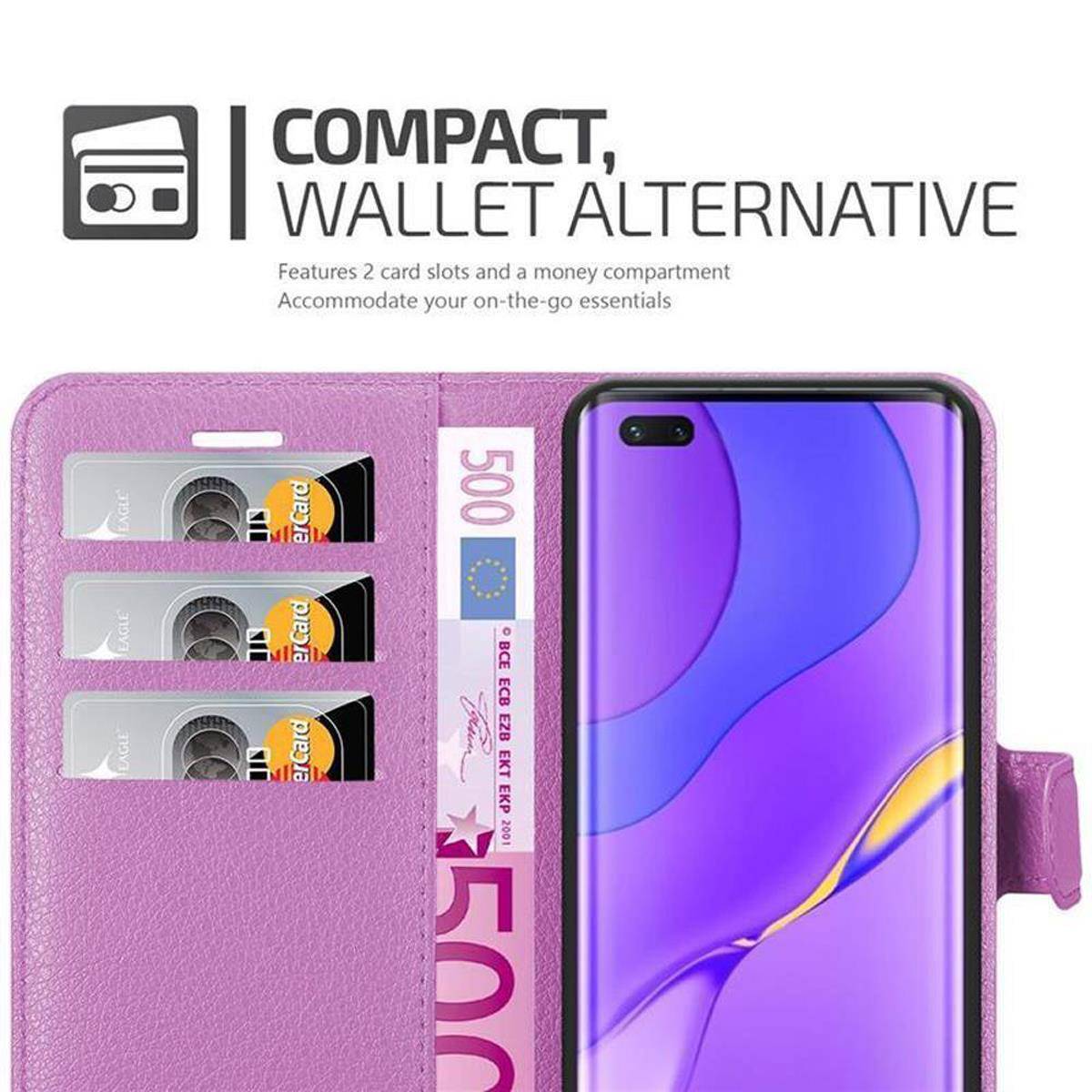 Cadorabo Hülle für Huawei NOVA 7 PRO 5G Schutz Hülle in Lila Handyhülle Etui Case Cover Magnetverschluss