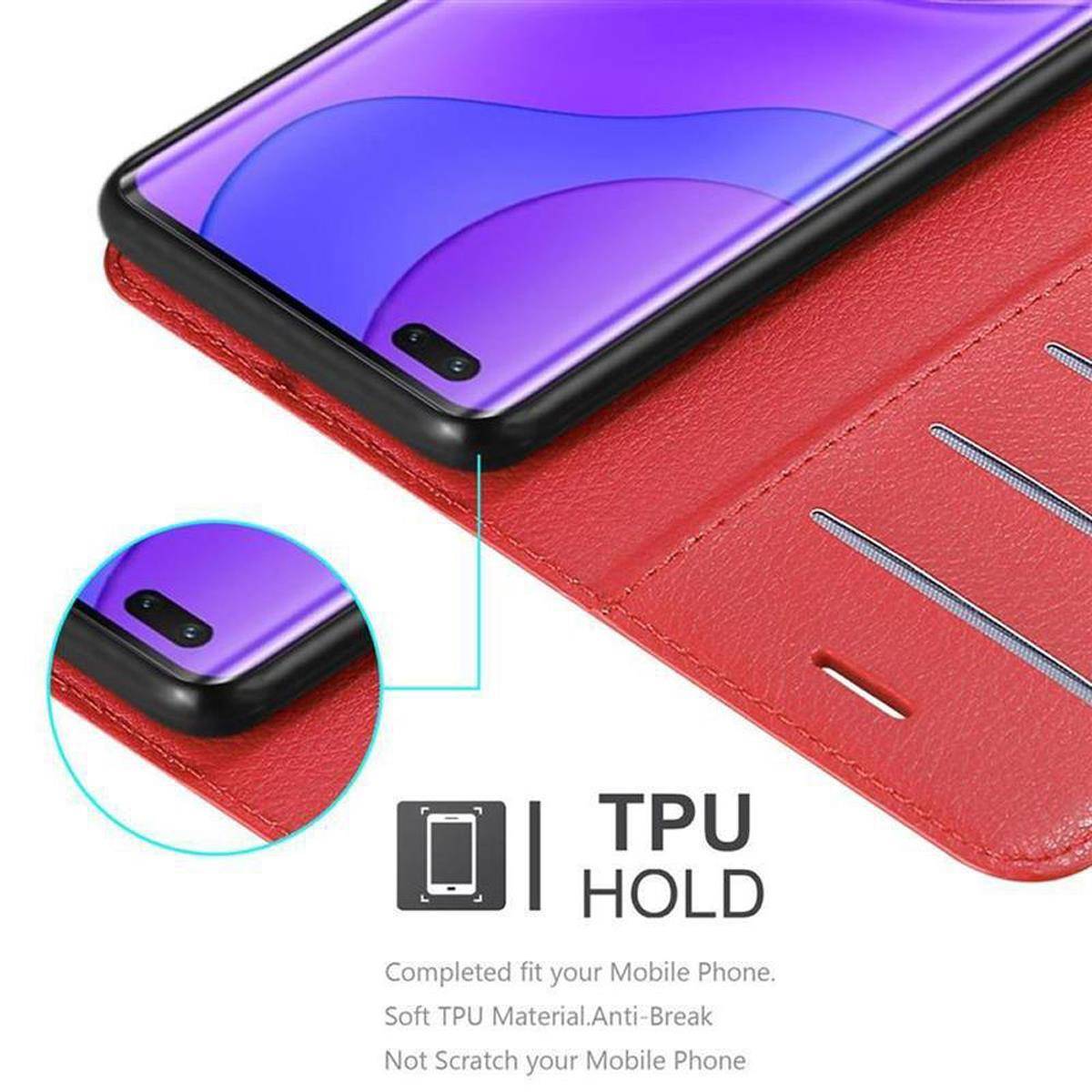 Cadorabo Hülle für Huawei NOVA 7 PRO 5G Schutz Hülle in Rot Handyhülle Etui Case Cover Magnetverschluss