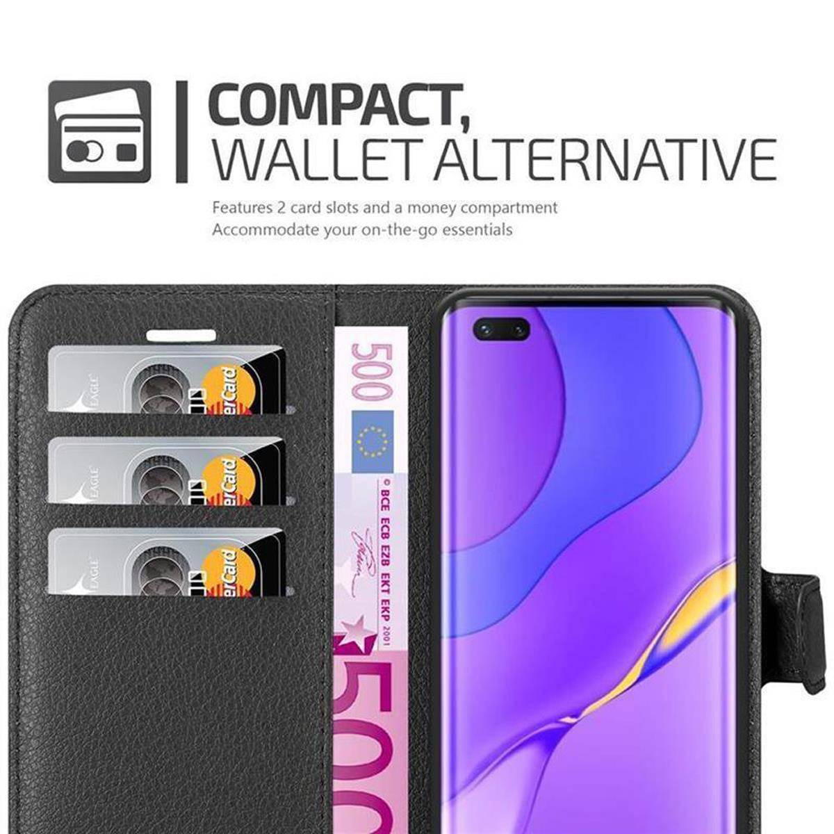 Cadorabo Hülle für Huawei NOVA 7 PRO 5G Schutz Hülle in Schwarz Handyhülle Etui Case Cover Magnetverschluss