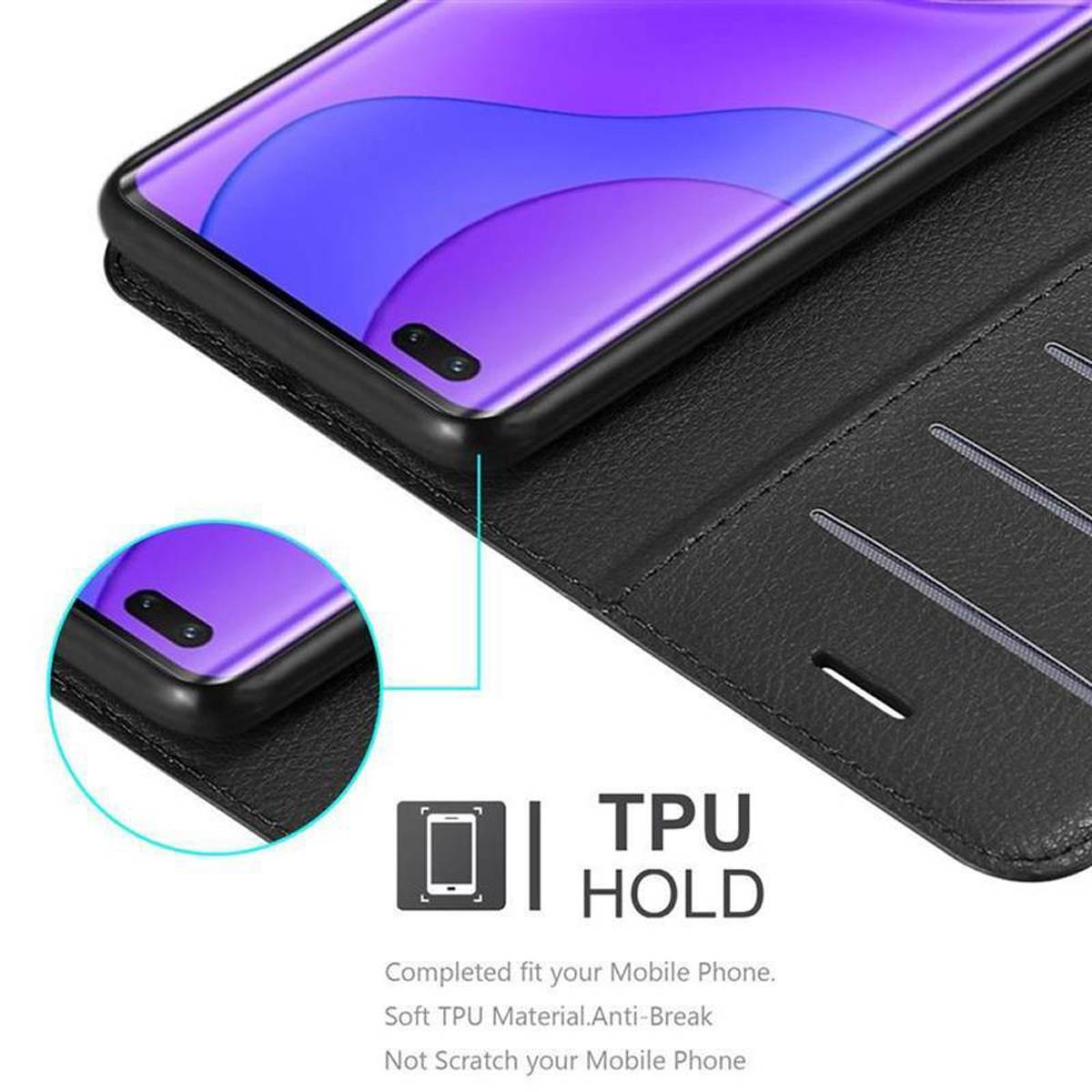 Cadorabo Hülle für Huawei NOVA 7 PRO 5G Schutz Hülle in Schwarz Handyhülle Etui Case Cover Magnetverschluss