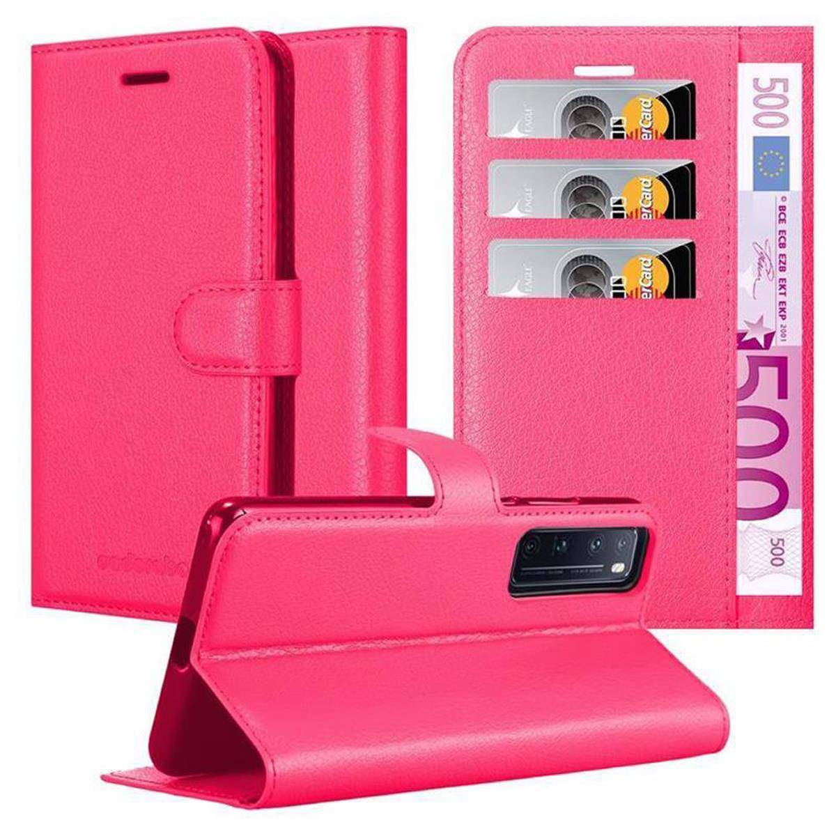 Cadorabo Hülle für Huawei NOVA 7 PRO 5G Schutz Hülle in Pink Handyhülle Etui Case Cover Magnetverschluss