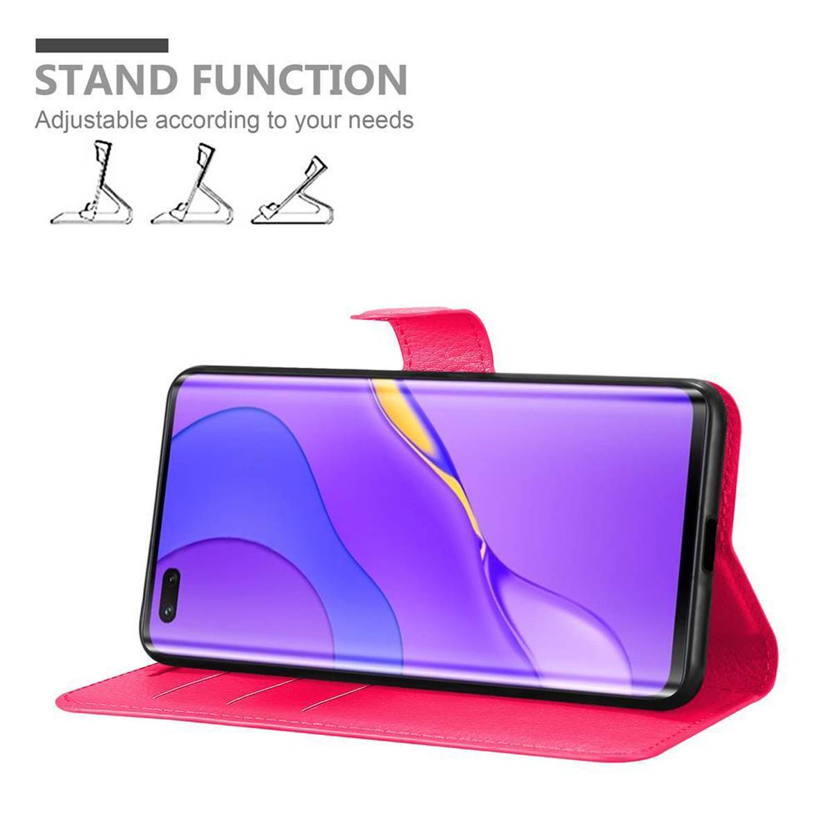 Cadorabo Hülle für Huawei NOVA 7 PRO 5G Schutz Hülle in Pink Handyhülle Etui Case Cover Magnetverschluss