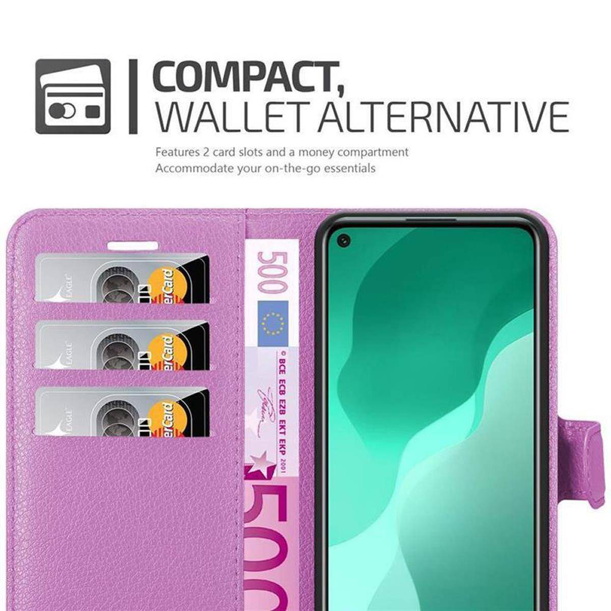 Cadorabo Hülle für Huawei NOVA 7 SE Schutz Hülle in Lila Handyhülle Etui Case Cover Magnetverschluss