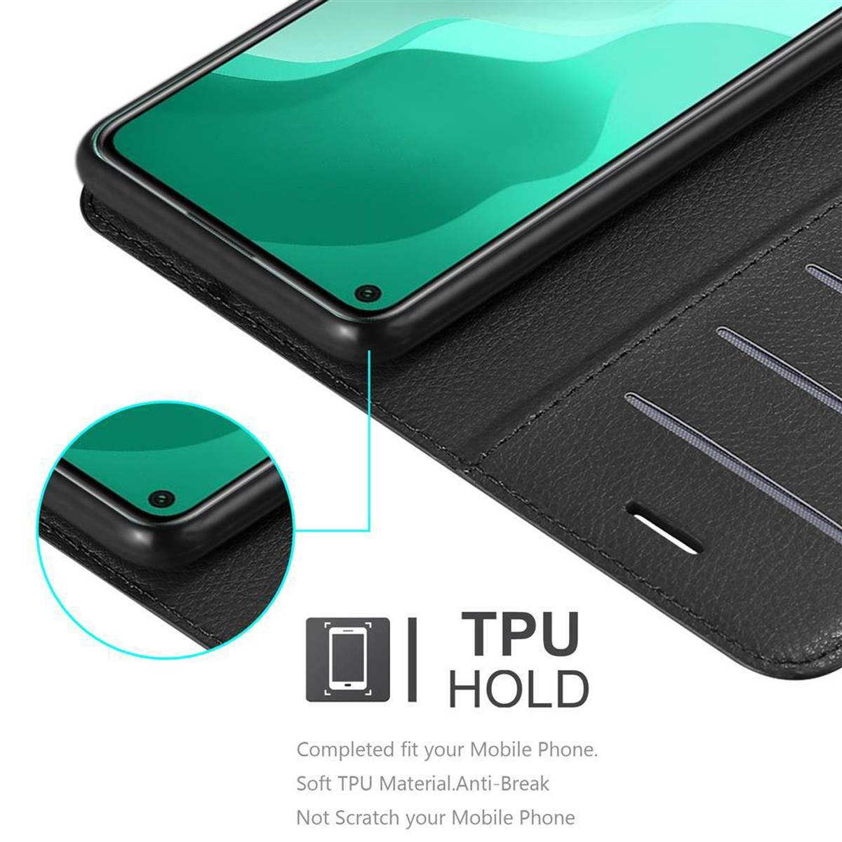 Cadorabo Hülle für Huawei NOVA 7 SE Schutz Hülle in Schwarz Handyhülle Etui Case Cover Magnetverschluss