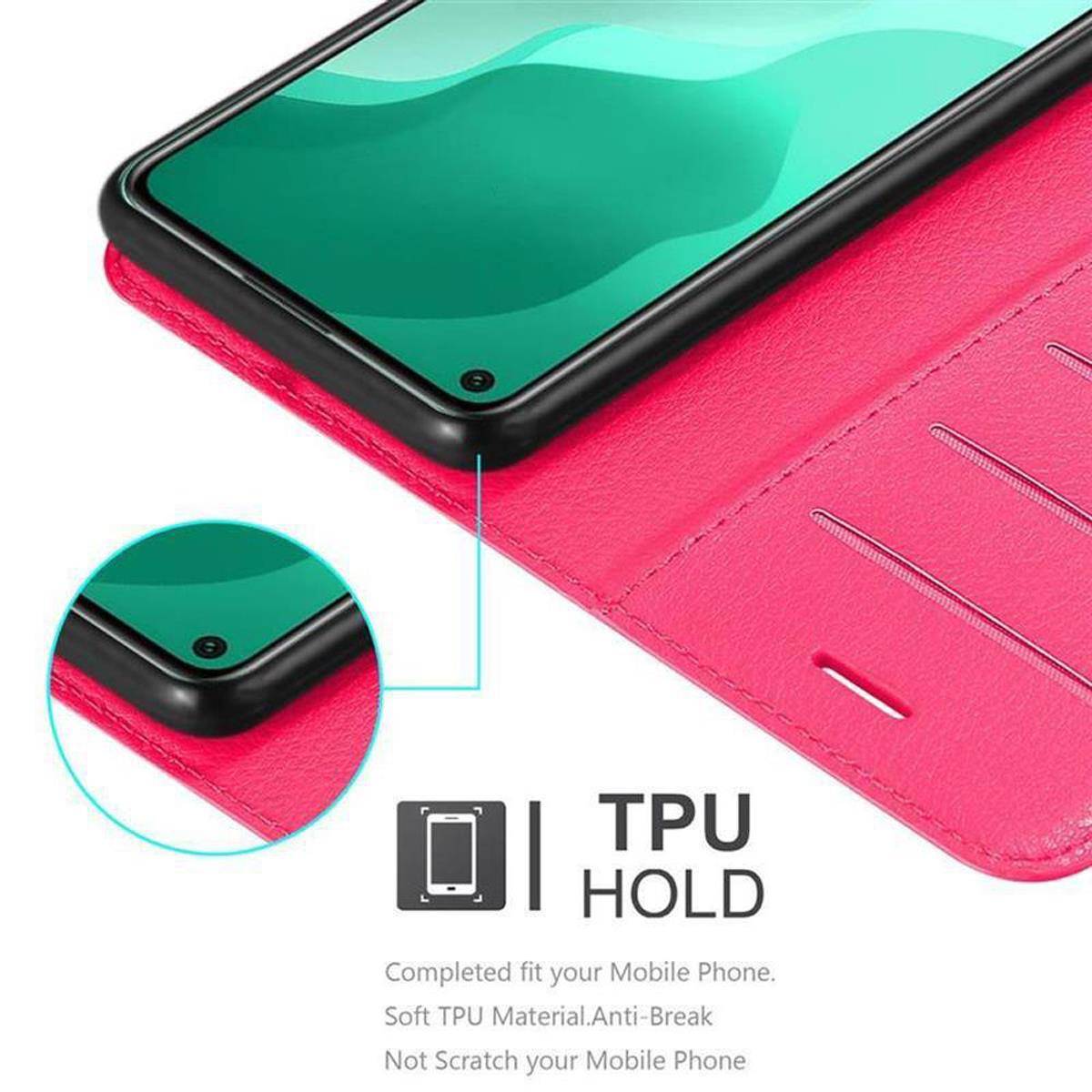 Cadorabo Hülle für Huawei NOVA 7 SE Schutz Hülle in Pink Handyhülle Etui Case Cover Magnetverschluss