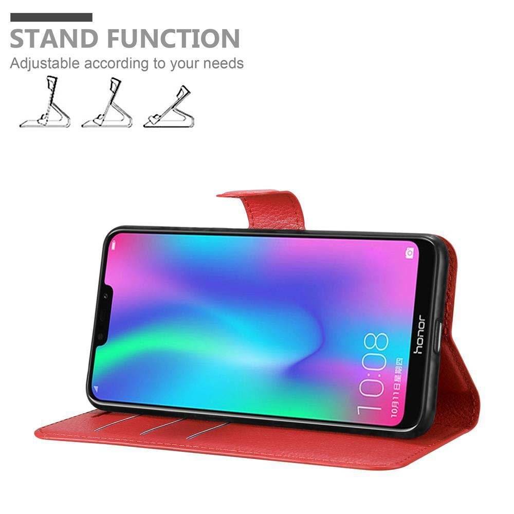Cadorabo Handy Hülle für Honor 8C Hülle in KARMIN ROT , Schutzhülle Tasche Hülle case cover mit Kartenfach und Standfunktion