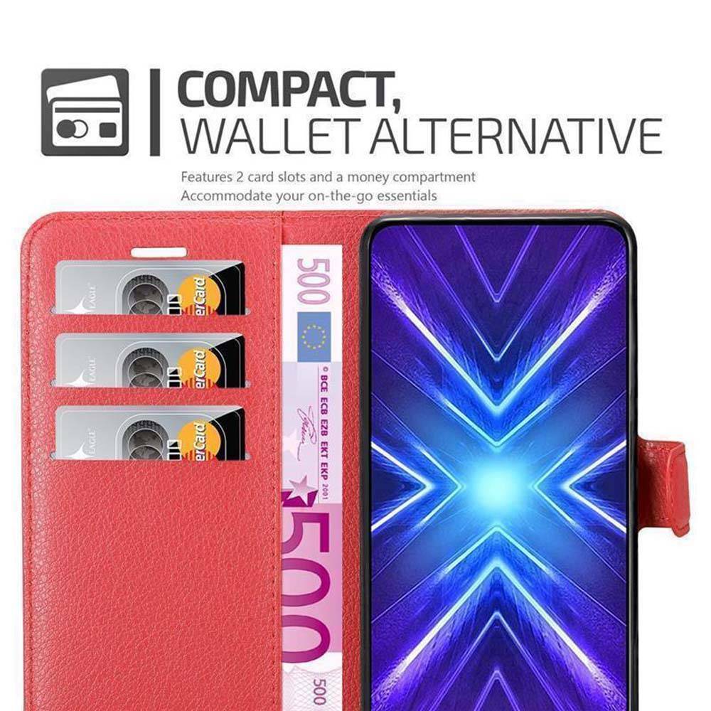 Cadorabo Hülle für Honor 9X Schutz Hülle in Rot Handyhülle Etui Case Cover Magnetverschluss