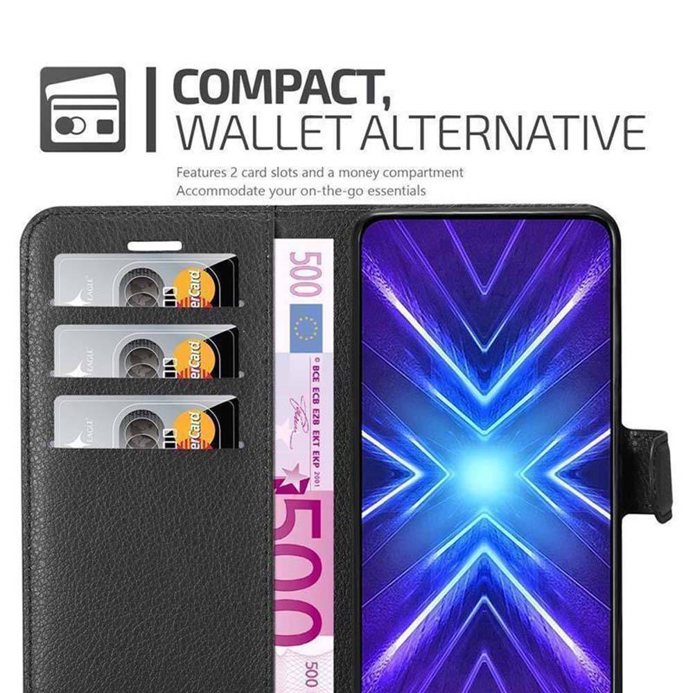 Cadorabo Hülle für Honor 9X Schutz Hülle in Schwarz Handyhülle Etui Case Cover Magnetverschluss