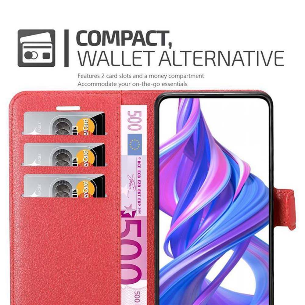Cadorabo Hülle für Honor 9X PRO Schutz Hülle in Rot Handyhülle Etui Case Cover Magnetverschluss
