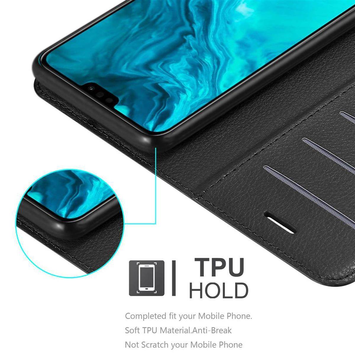 Cadorabo Hülle für Honor 9X LITE Schutz Hülle in Schwarz Handyhülle Etui Case Cover Magnetverschluss